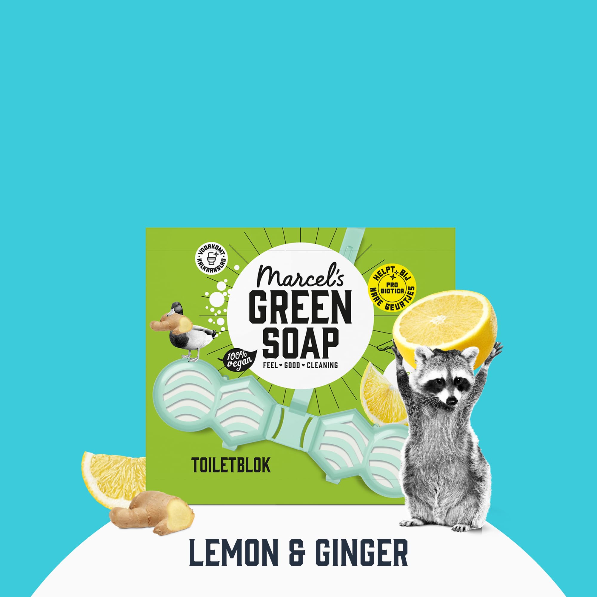 Marcel's Green Soap - Lemon & Ginger Toilet Block Fragrant Freshener 3