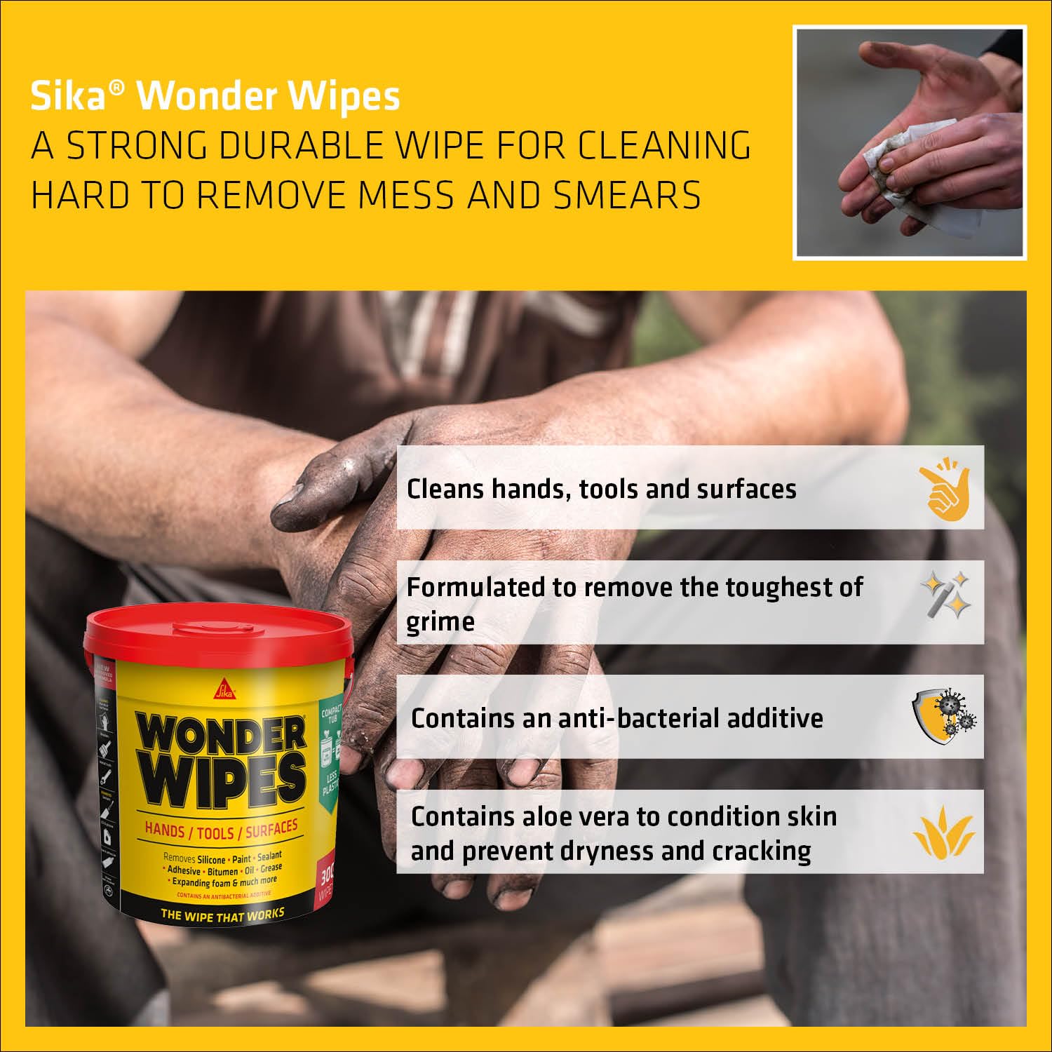 Sika - Everbuild Wonder Wipes Multi-Use Cleaning Wipes for Building Trade 6