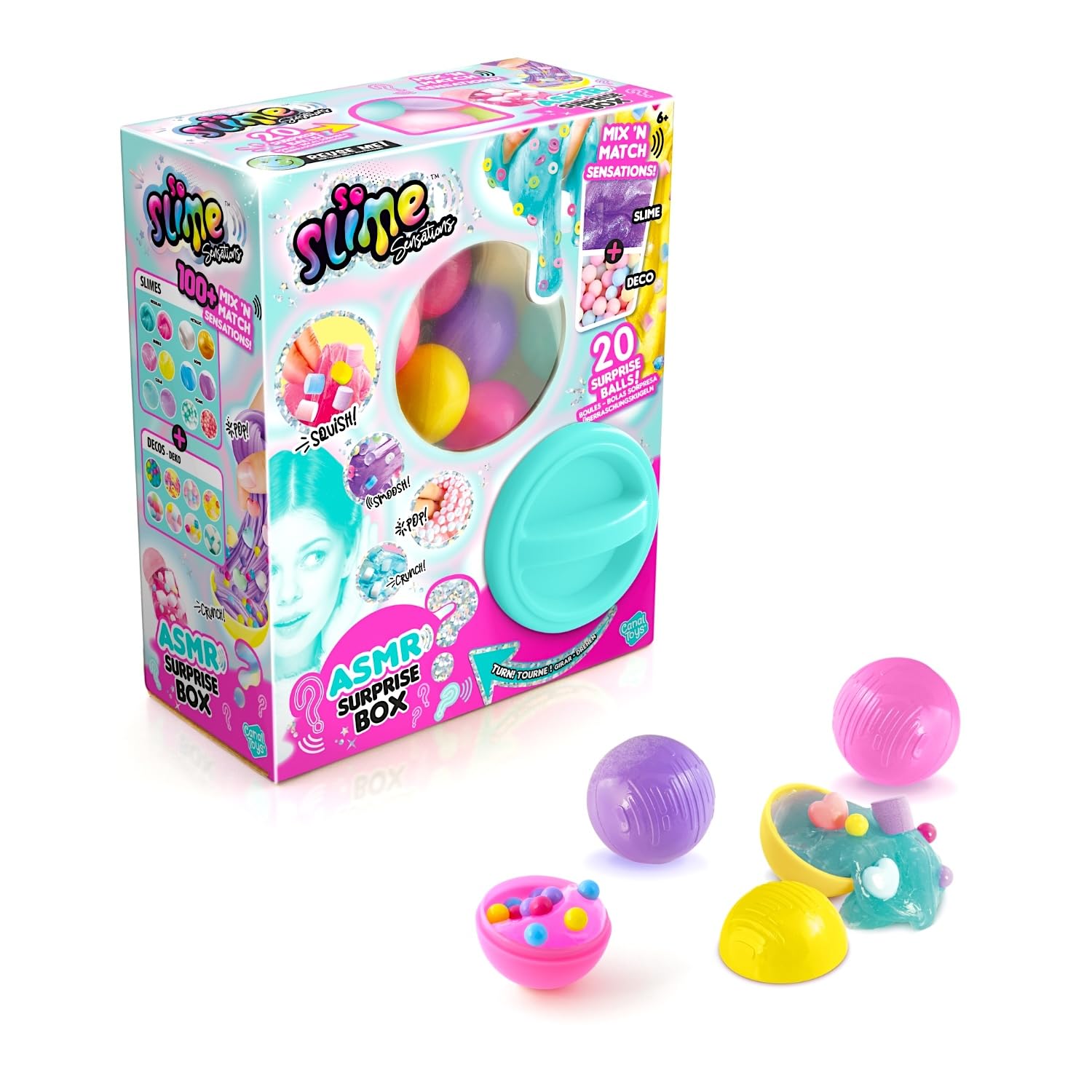 So Slime Sensations Surprise ASMR Box - Slime Dispenser with 20 Mix & Match Slime Balls