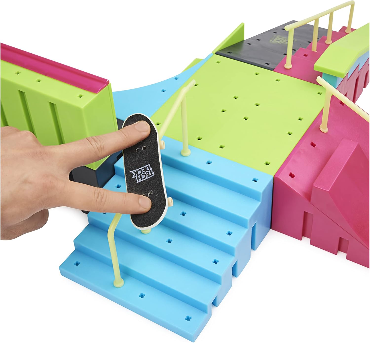 Tech Deck Neon Mega Park X-Connect Creator - Glow-in-the-Dark Customizable Skatepark Playset for Ages 6+ 4