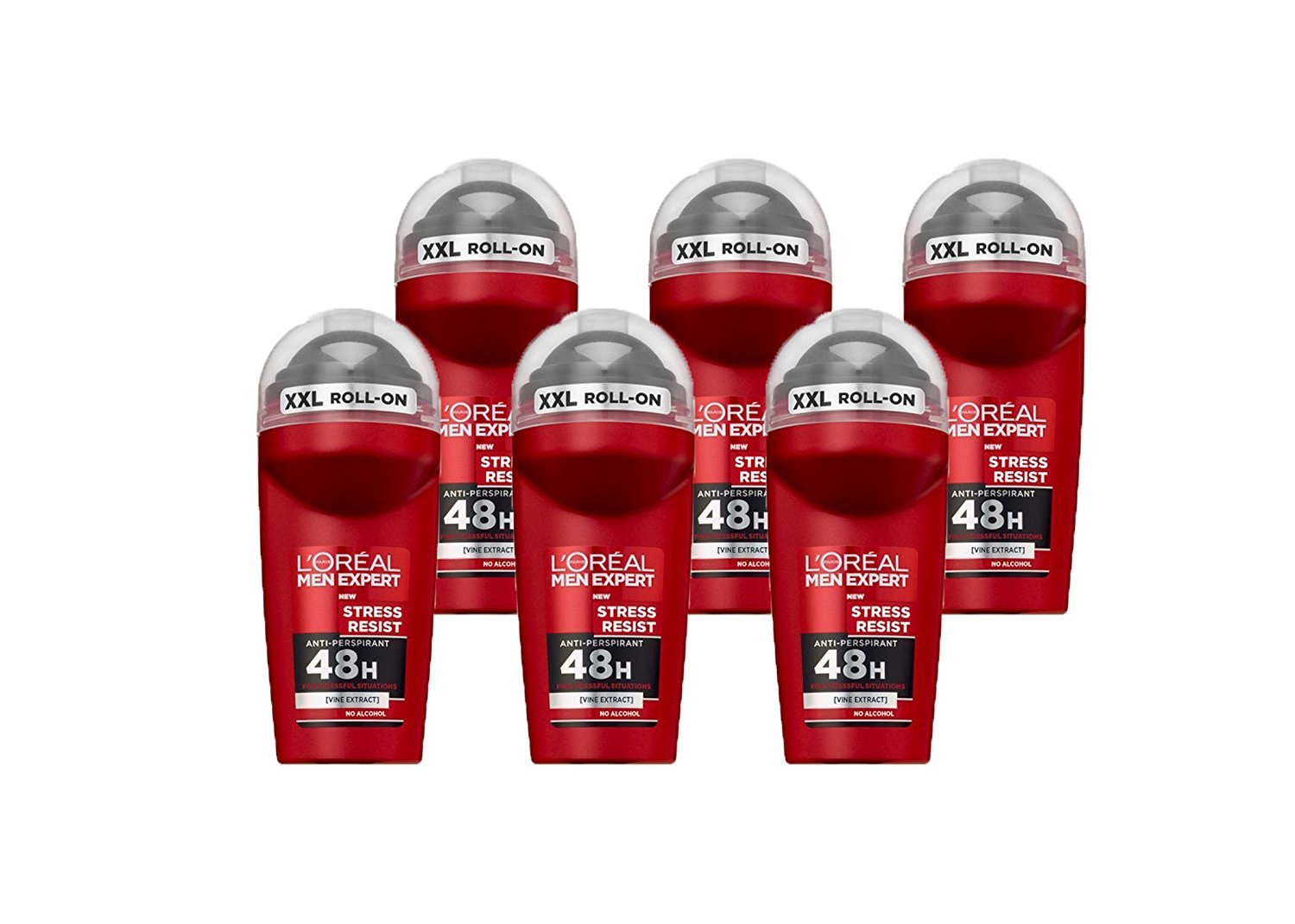 L’Oréal Paris men expert Stress Resist Anti-Perspirant Roll-On Deodorant for Men - 48 Hour Protection, Fresh Woody Scent, Alcohol-Free, Pack of 6 2