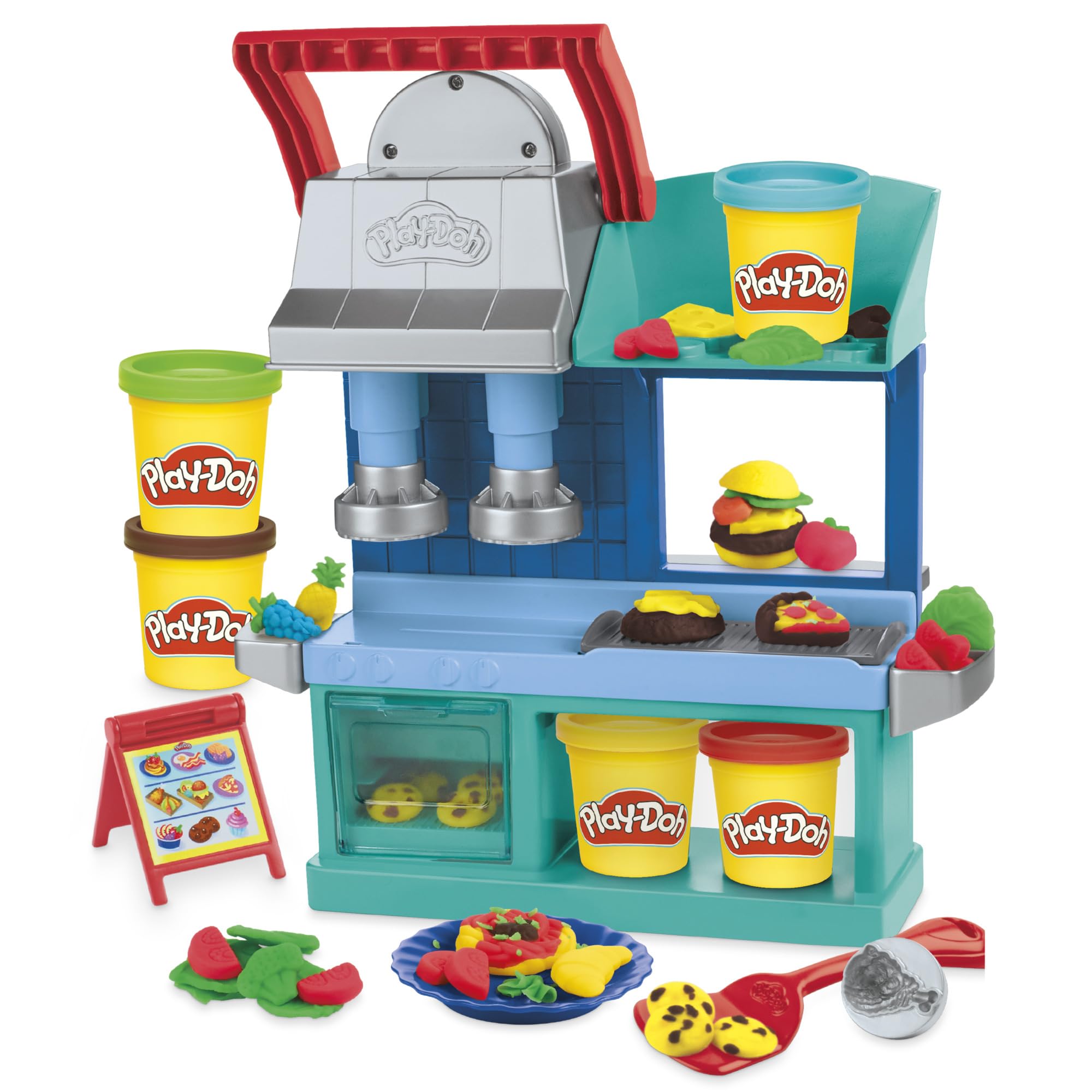 Play-Doh Kitchen Creations Busy Chef's Restaurant Playset - 2-Sided Pretend Play Kitchen for Ages 3+