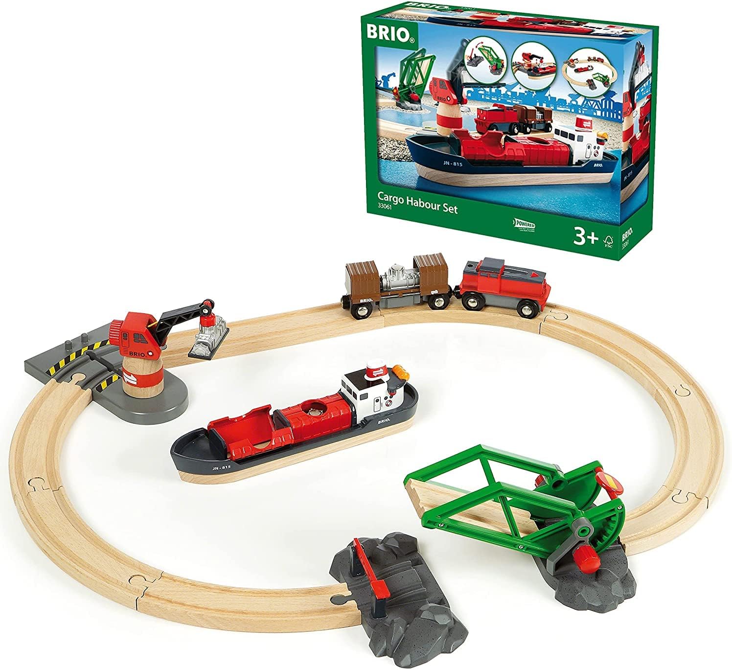BRIO World Harbour Cargo Train Set - Wooden Playset for Kids 3 Years and Up