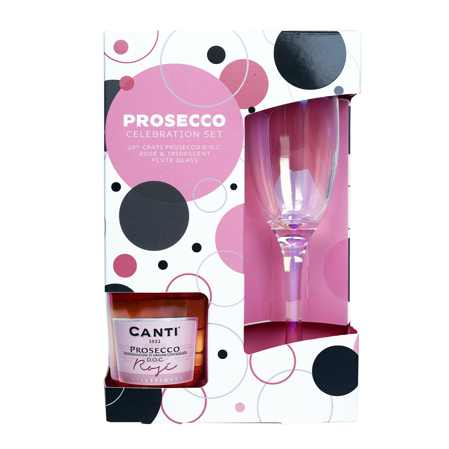 Canti Prosecco DOC Rosé Gift Set with Iridescent Glass (200ml)