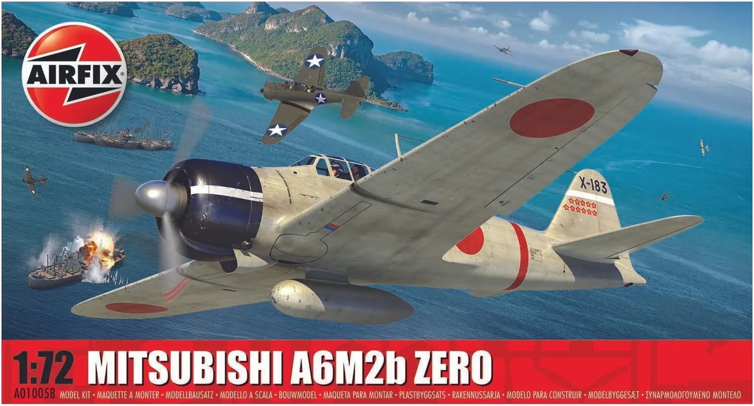 Airfix Mitsubishi A6M2b Zero 1:72 Scale Model Kit - 47 Piece Building Set for Beginners 3