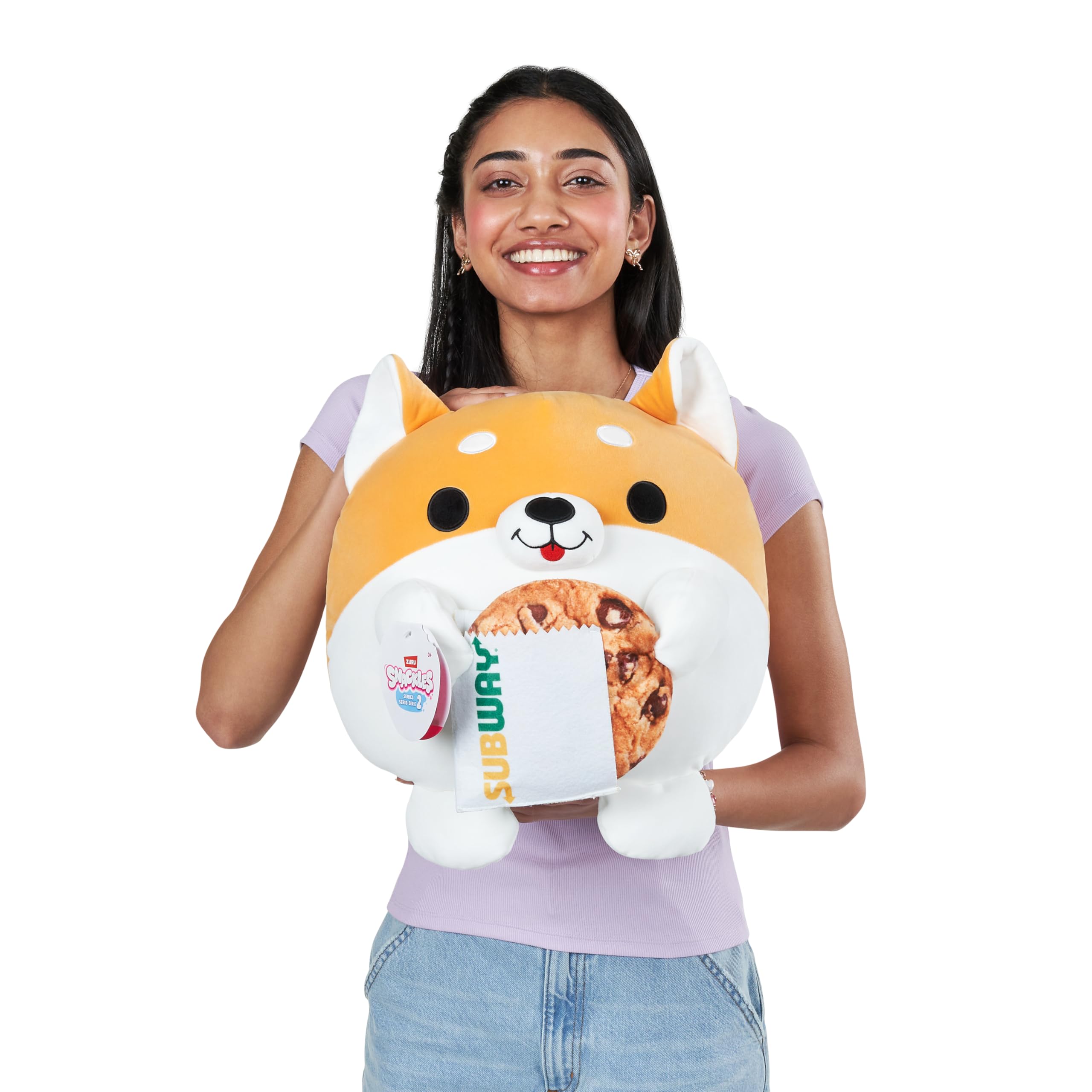 Snackles Series 2 Wave 2 - Corgi with Subway Cookie, 35 cm Super Soft Plush Collectible Toy