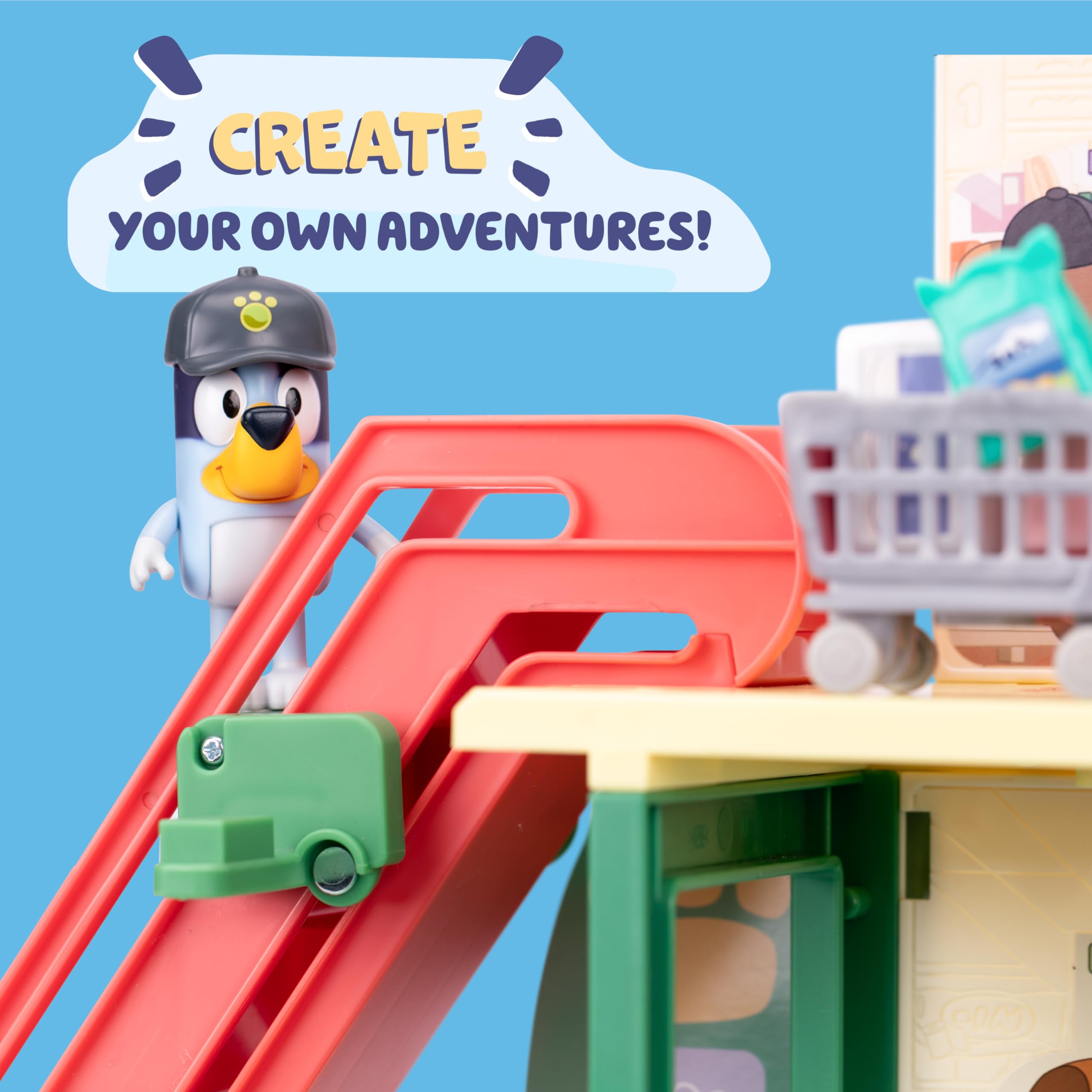 Bluey Supermarket Playset - 3 Levels, Working Escalator | Includes Exclusive Bluey & Bingo Figures 5