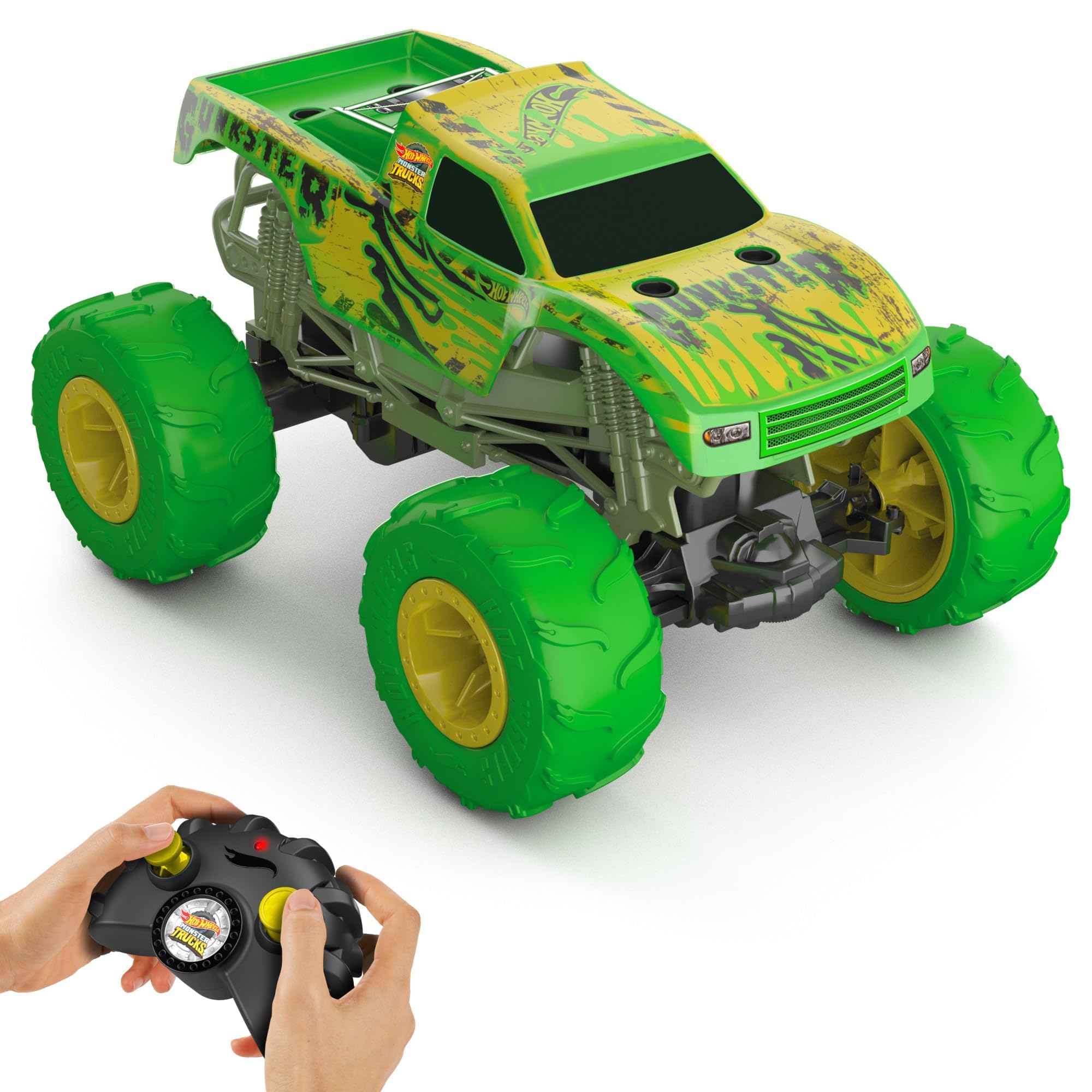Hot Wheels Monster Trucks Gunkster RC Truck - Glow in the Dark, 1:15 Scale, Wheelie Stunt Vehicle 3