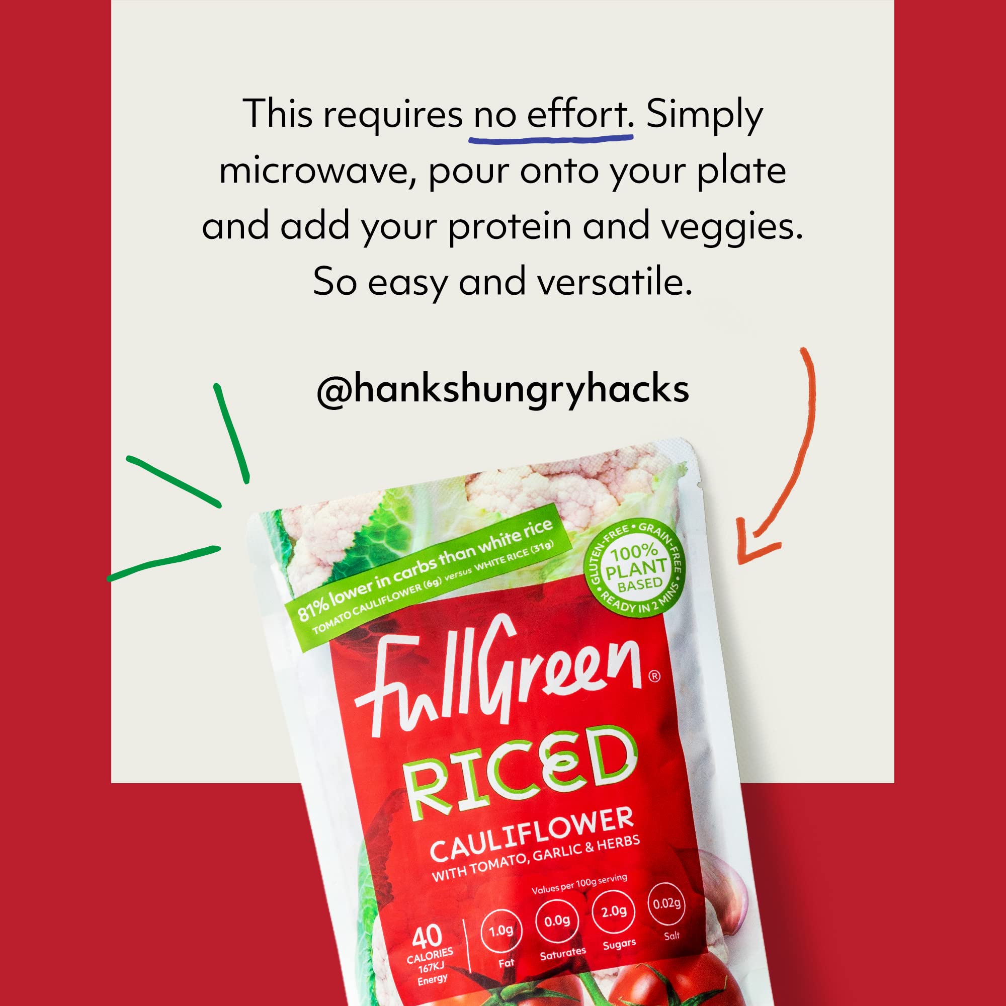 Fullgreen - Cauliflower Rice with Tomato, Garlic & Herbs - Low-Carb Rice Alternative 9