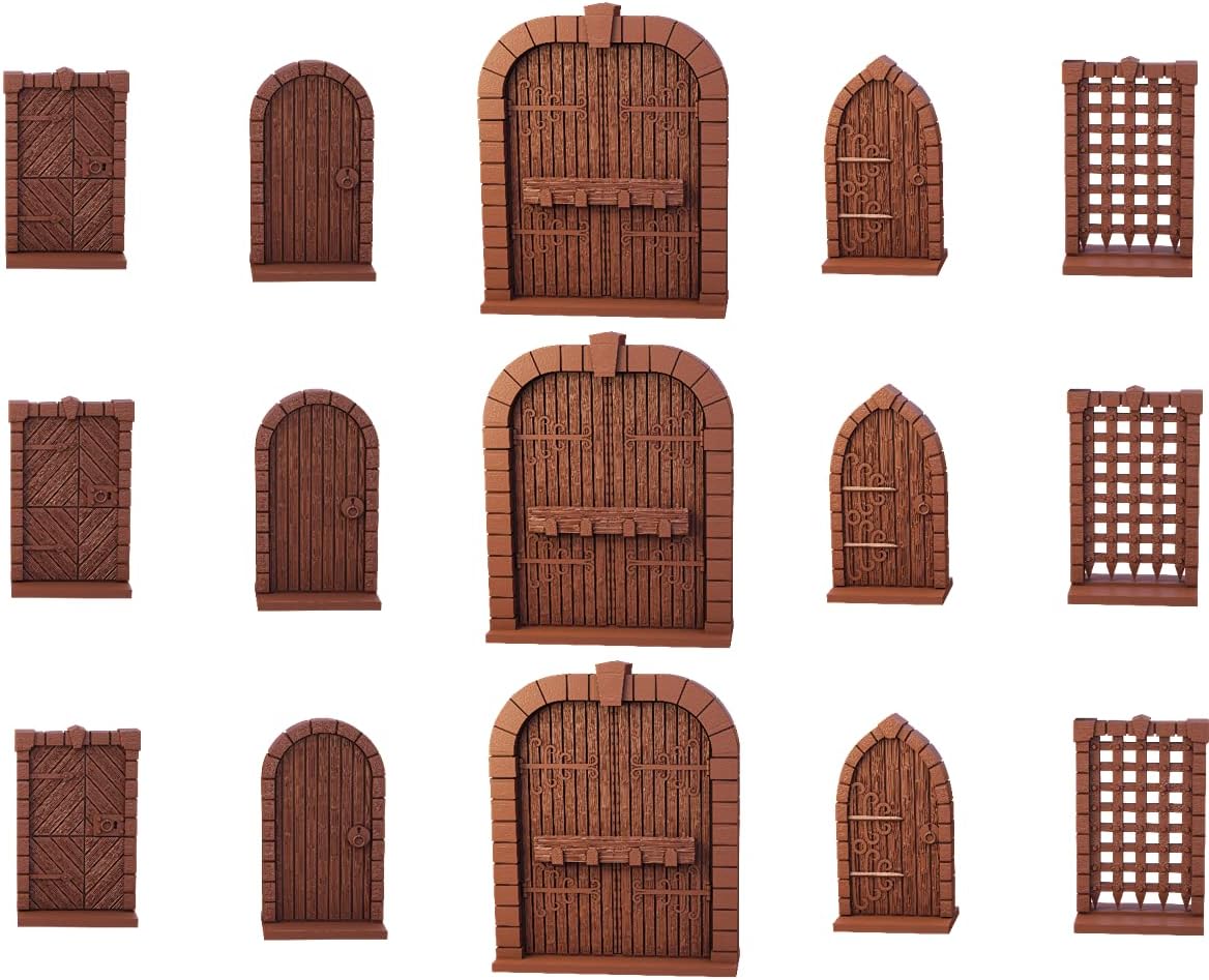 Mantic Games TerrainCrate Dungeon Doors – 28mm Pre-Coloured Plastic Fantasy Tabletop Accessory Set