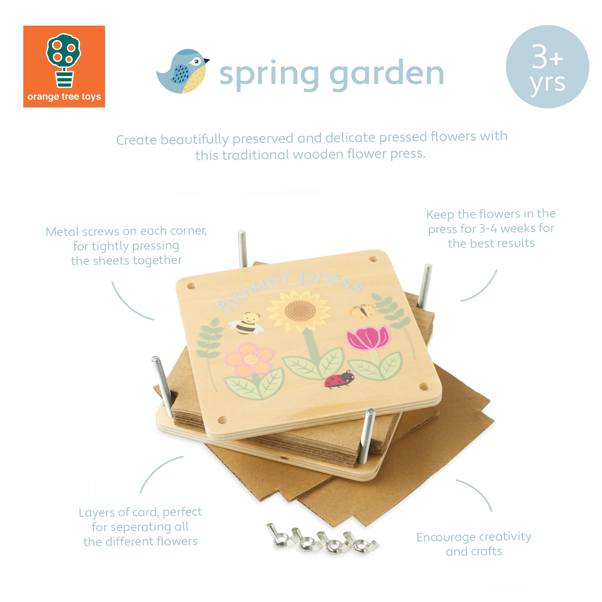 Orange Tree Toys Wooden Flower Press - Nature Craft Kit for Kids 6