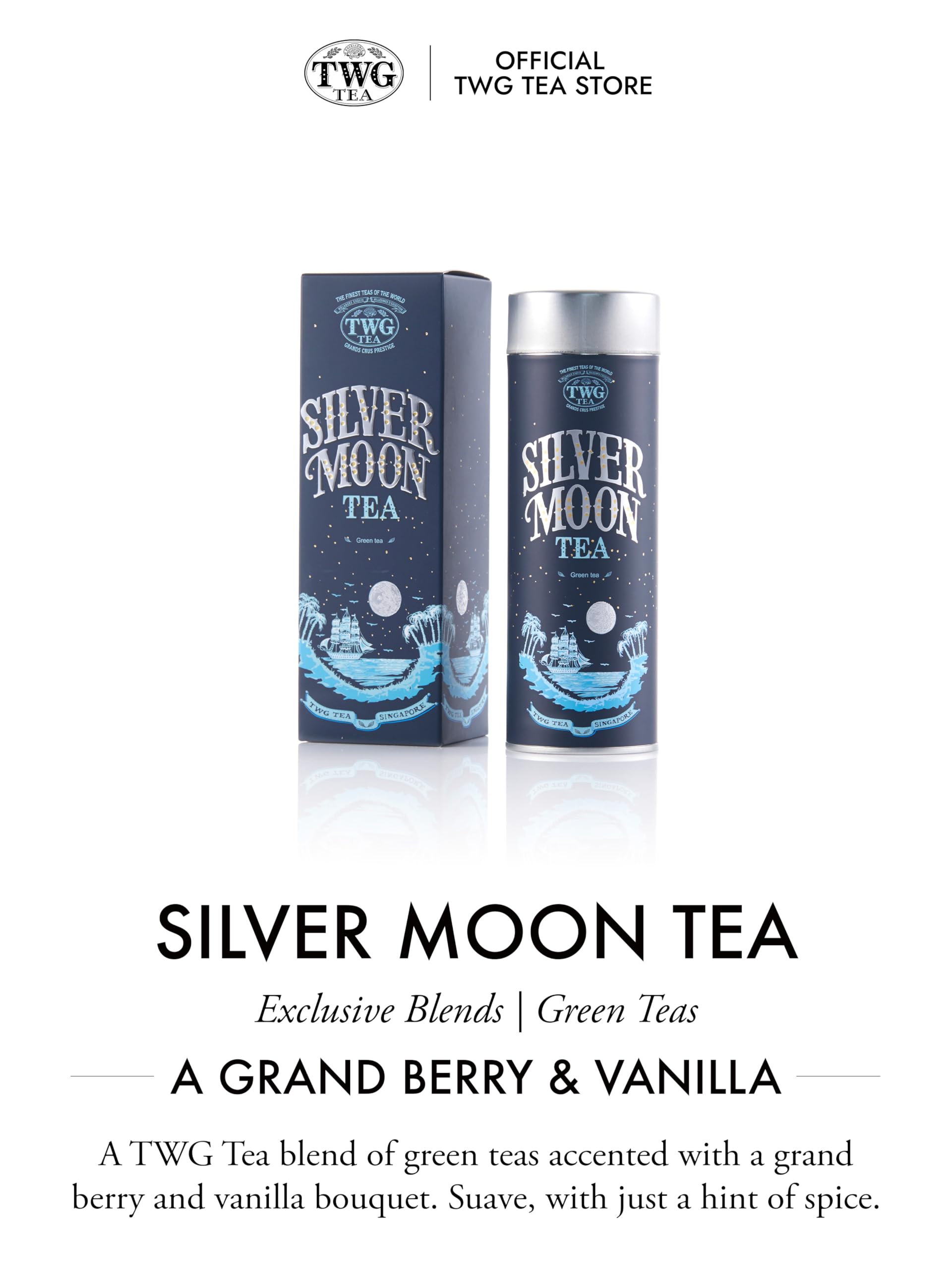 TWG Tea Silver Moon Green Tea - Grand Berry & Vanilla Blend | Loose Leaf | 100g Haute Couture Tin 3