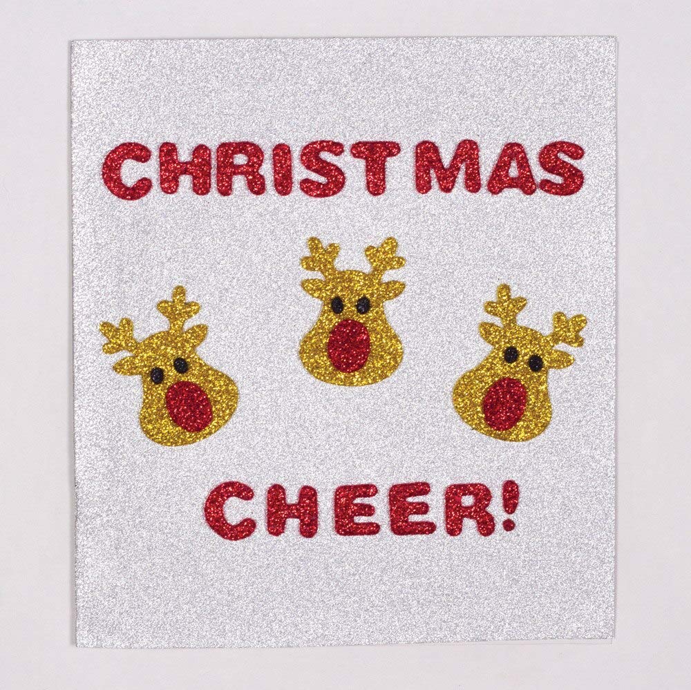 Baker Ross AT177 Reindeer Christmas Glitter Stickers (Pack of 100)