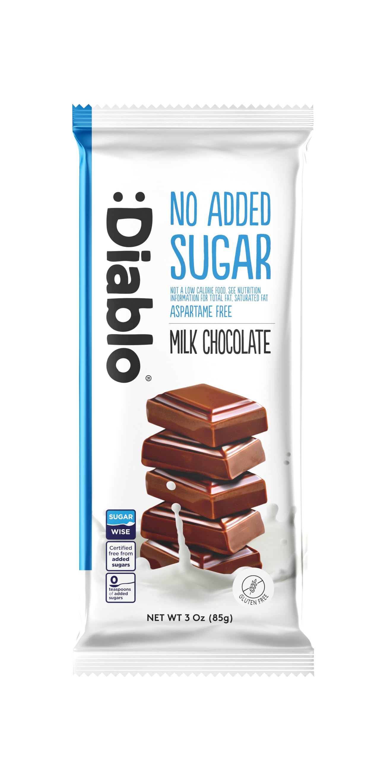 Diablo Milk Chocolate - Maltitol Sweetened, No Added Sugar, Gluten Free