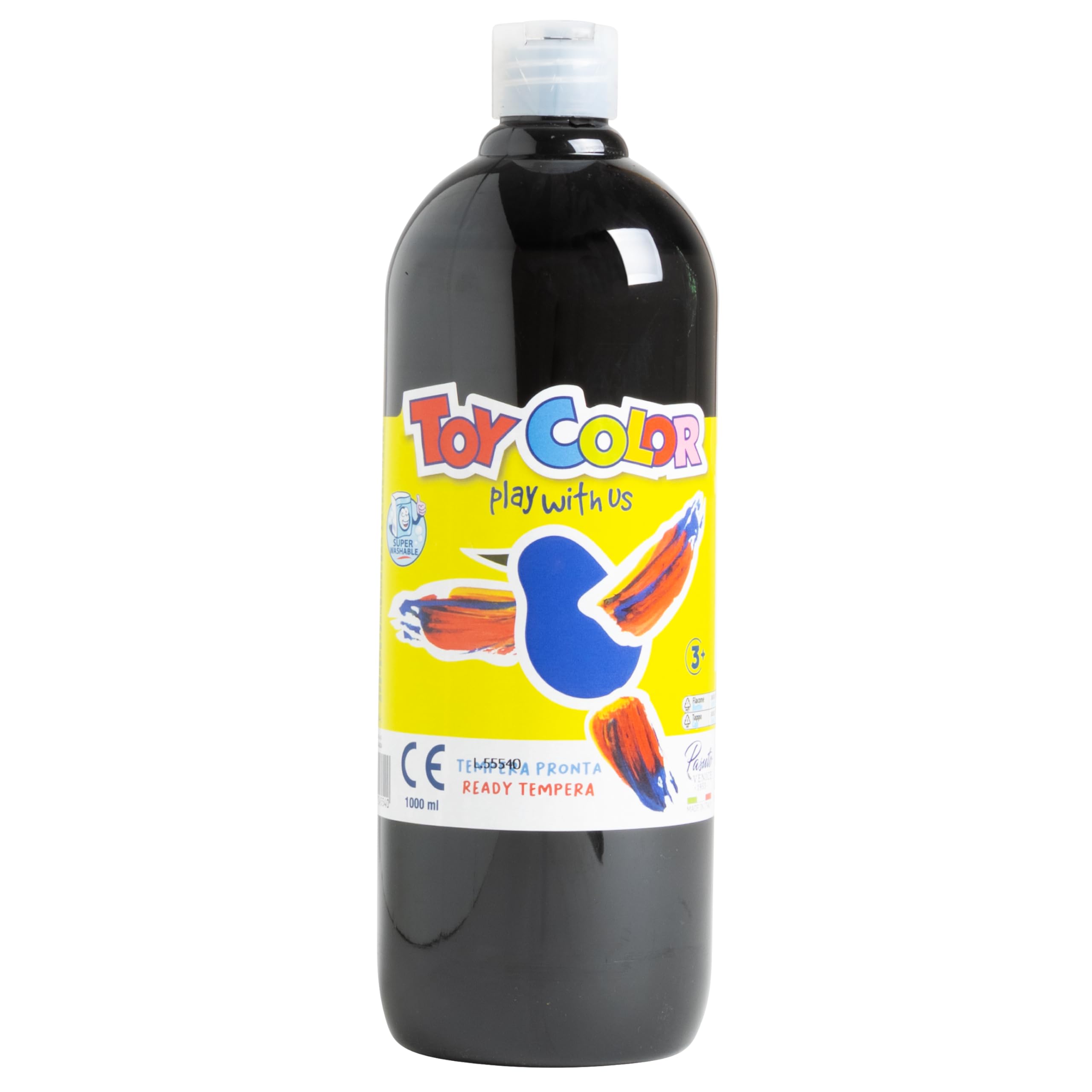 Pasuto Tempera & Poster Paint - Black | 1000 ml | Washable, Non-Toxic | Ages 3+