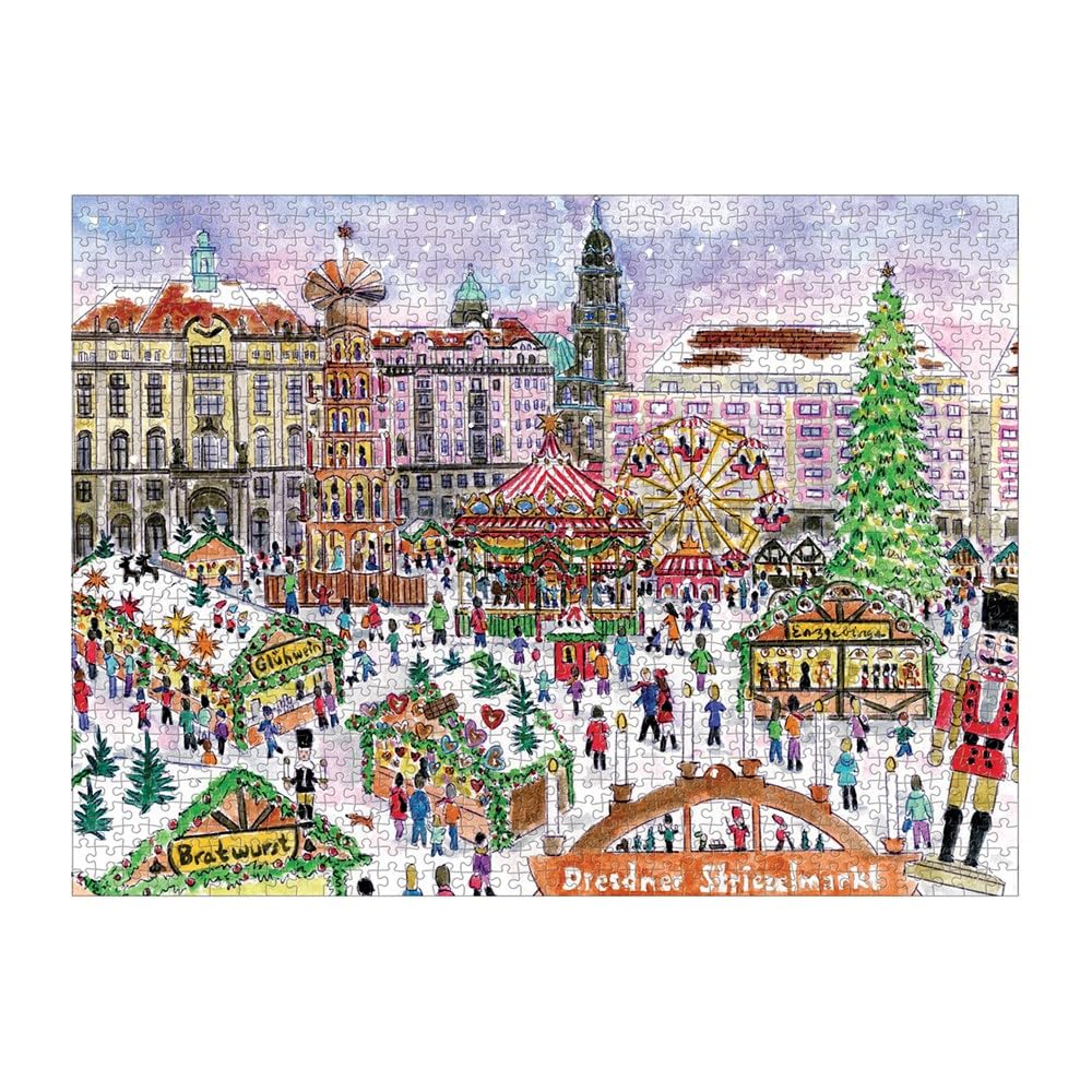 Galison Michael Storrings Christmas Market in Dresden 1000 Piece Jigsaw Puzzle | 20" x 27"