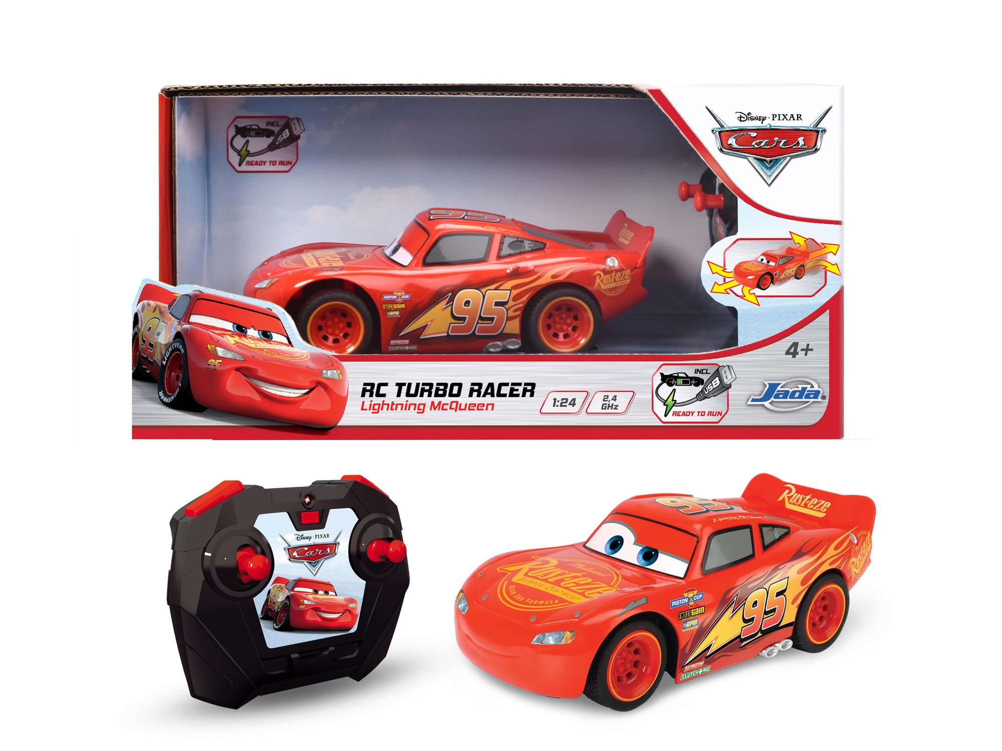 Disney Cars RC Turbo Racer Lightning McQueen - 1:24 Scale Remote Control Car with Turbo Speed 4