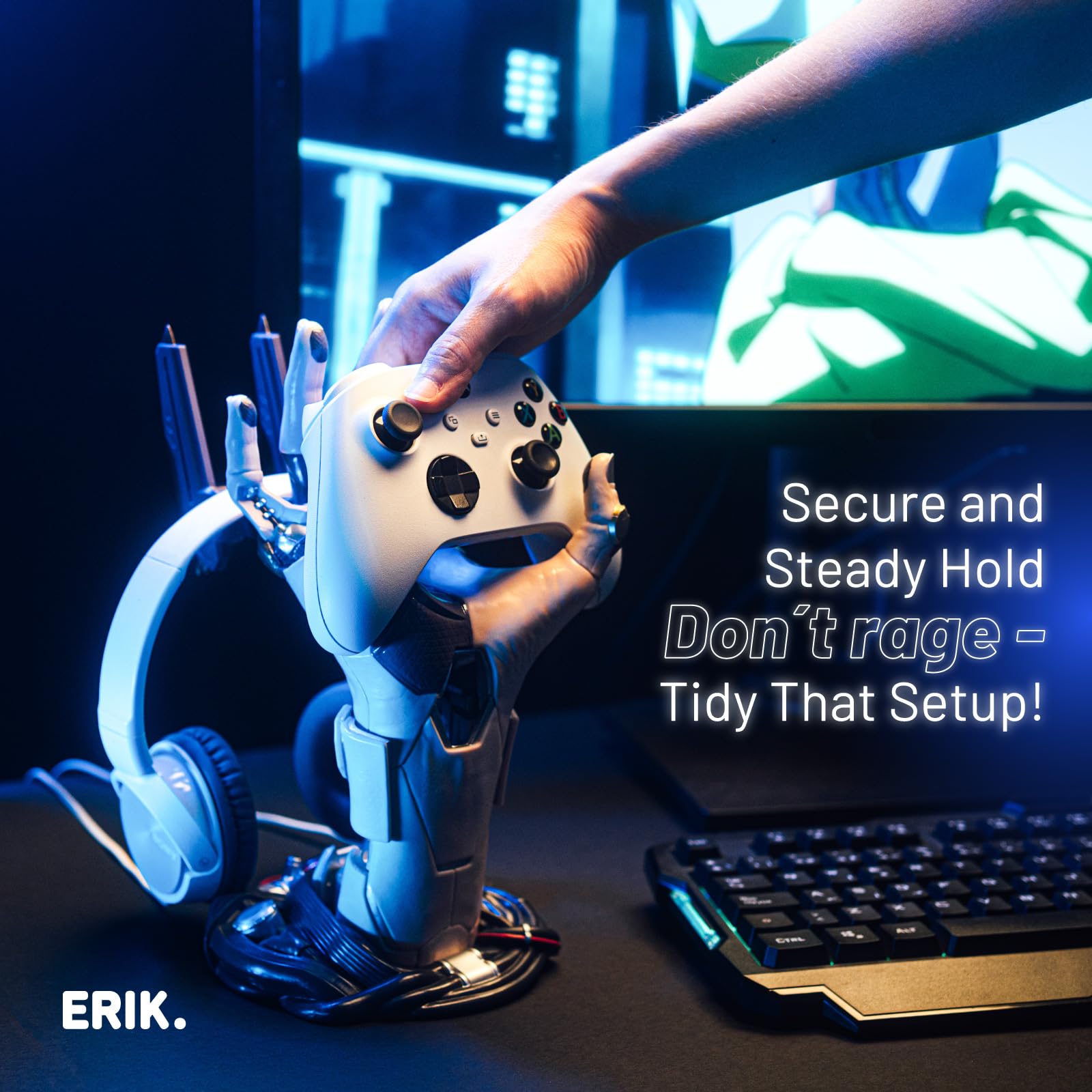 Cyberpunk Gaming Controller Holder & Headphone Stand for PS5, Xbox Series X|S - SOCA02