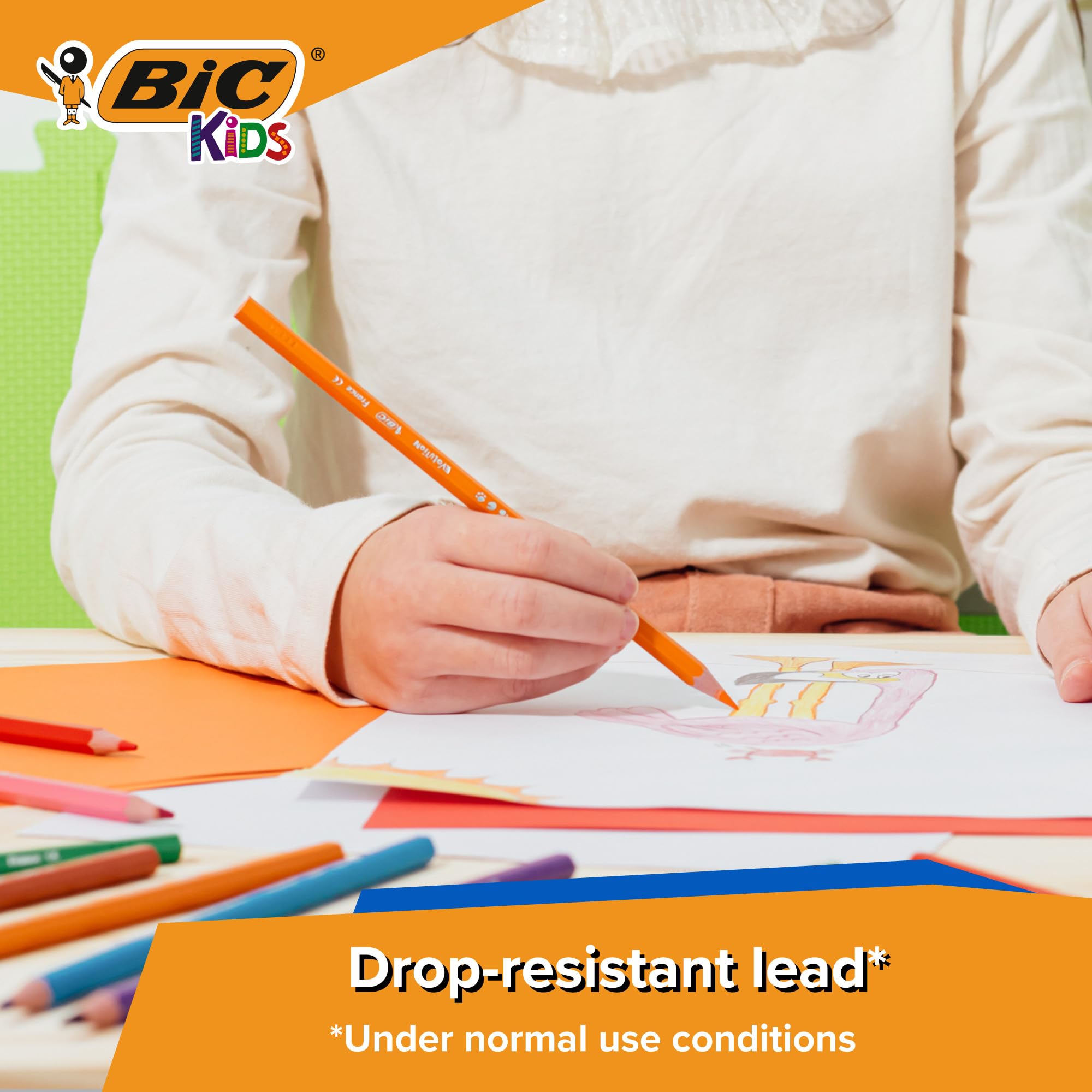 BIC Kids Evolution Vivid Colouring Pencils - Wood-Free, Durable Art Supplies for Kids 5+ 8