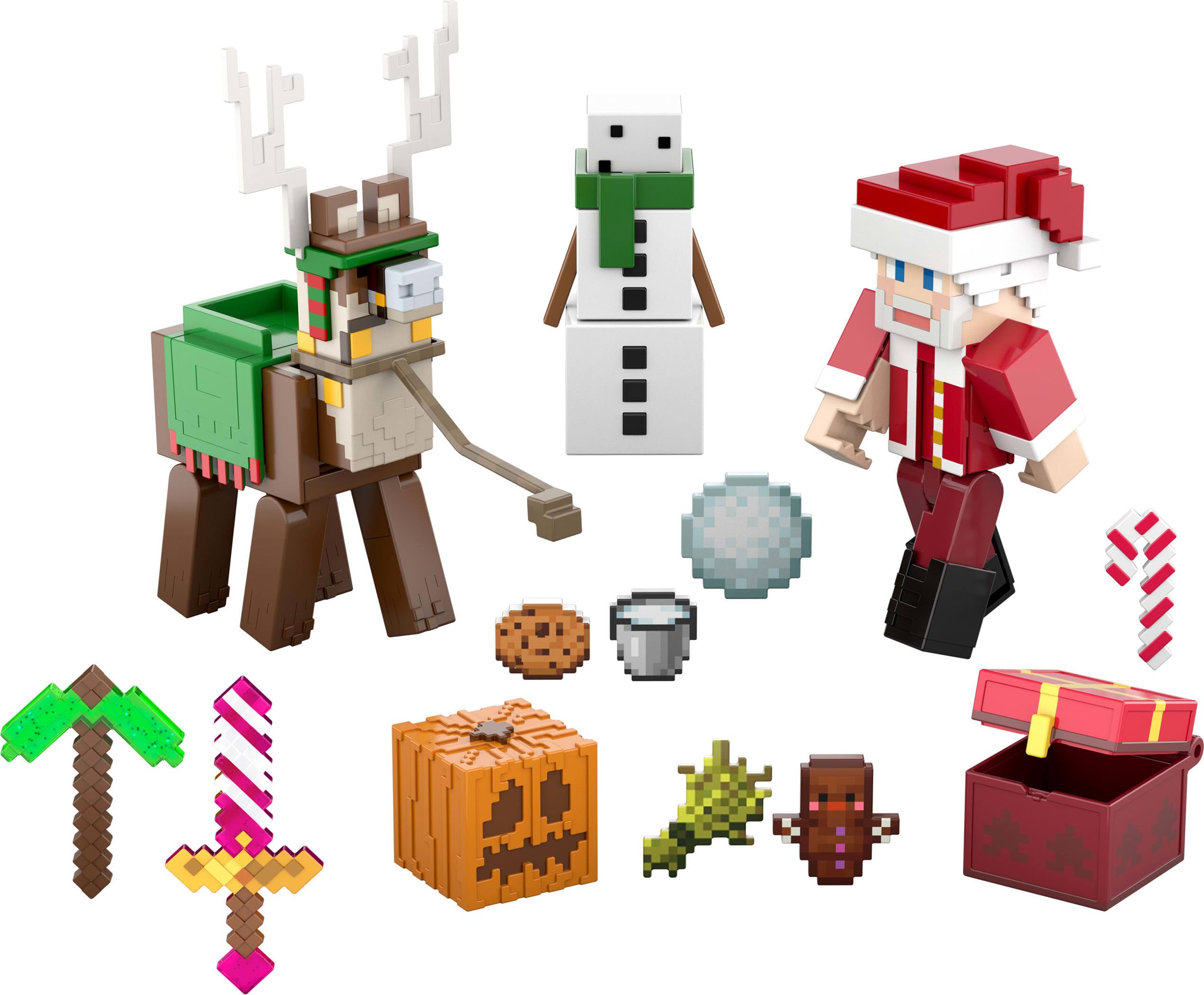 Mattel Minecraft Advent Calendar - 24 Days of Holiday Fun with 3 Action Figures & Accessories 4