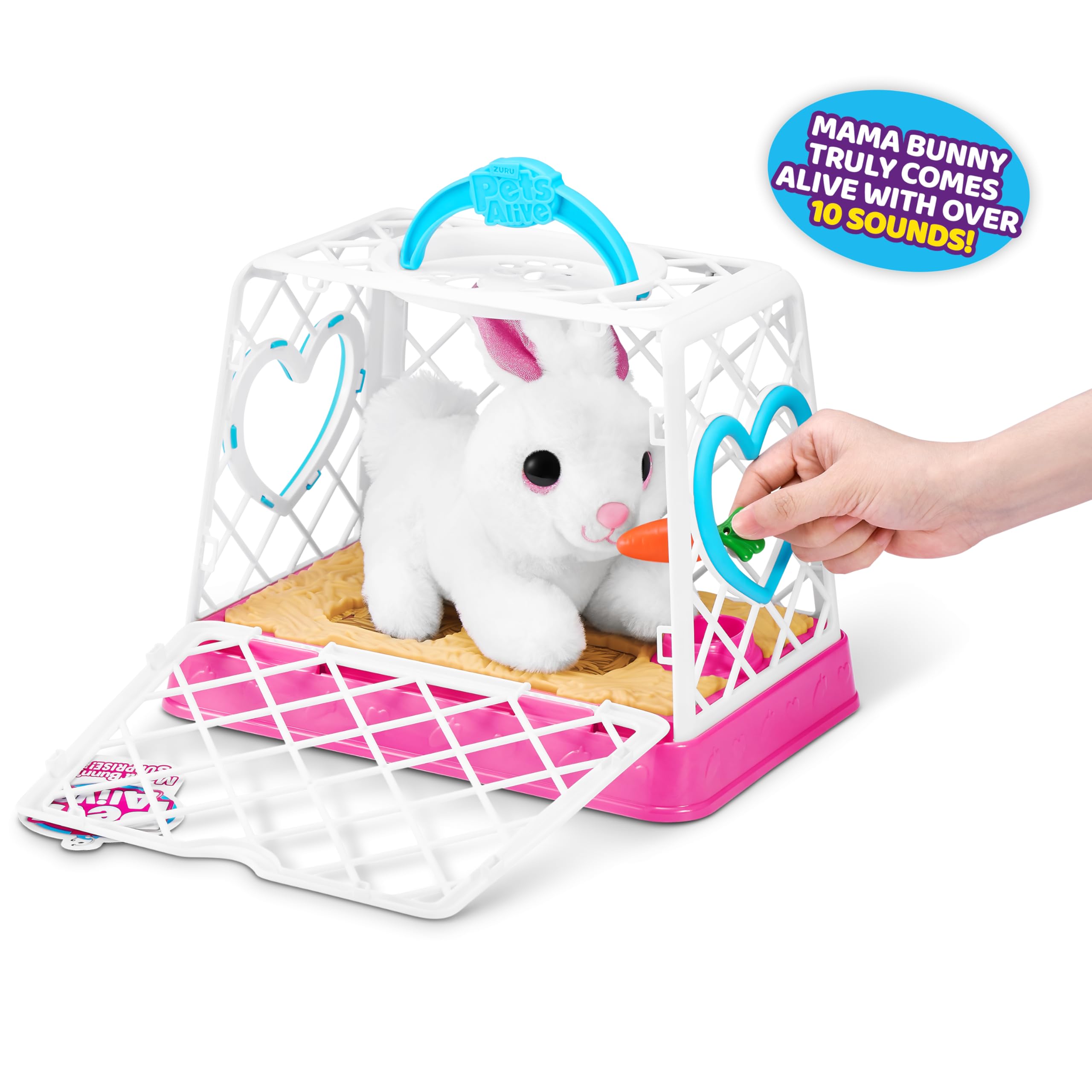 Pets Alive Mama Bunny & Baby Surprise Series 1 - Electronic Plush Toy with Sounds & Carrot Accessory