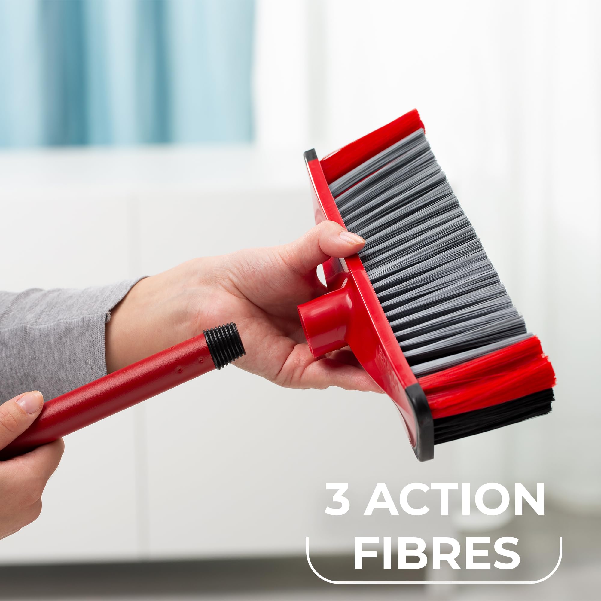 Vileda 3Action Broom Plus Long Handled Dustpan Set, Red 9