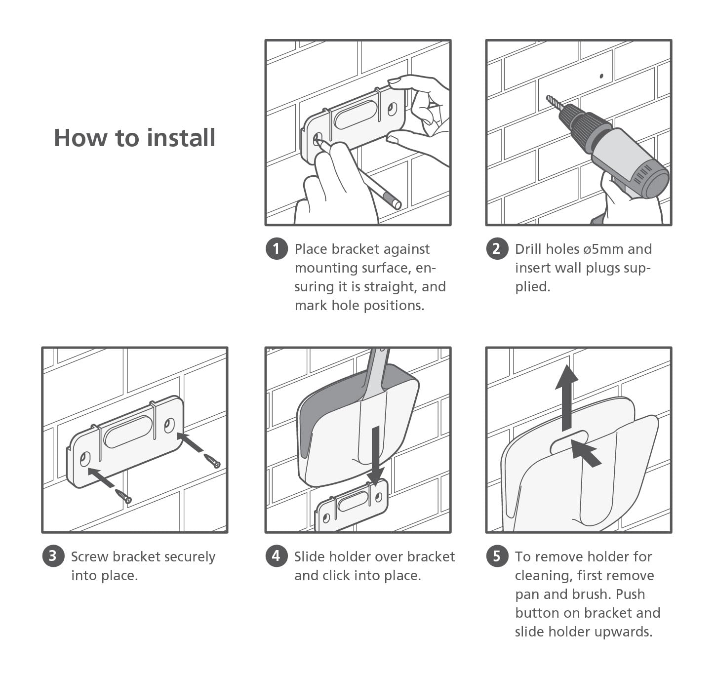Joseph Joseph CleanStore Wall-Mounted Indoor Dustpan & Brush Set - Blue 6