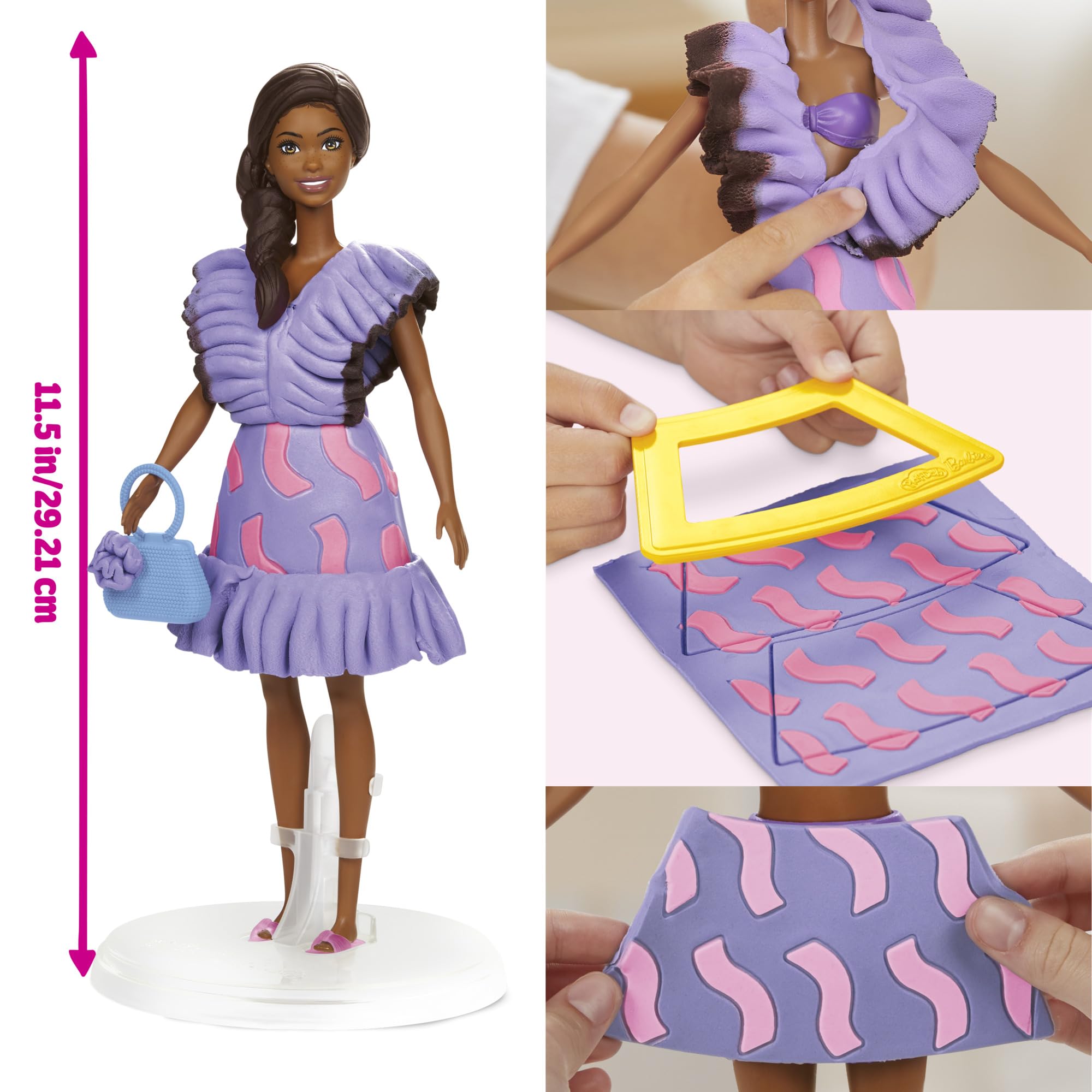 Play-Doh Barbie Fashionista Ruffles Doll Set - Creative Fashion Design Kit for Kids 5+ 4
