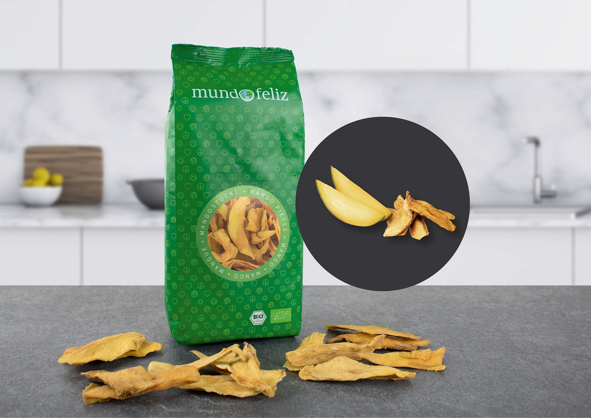 Mundo Feliz Organic Dried Mango Stripes - 3 x 200g Pack | Unsweetened | Vegan 2