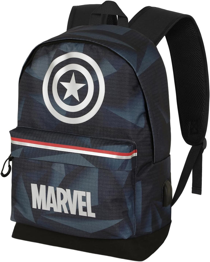 Marvel Metal-HS Silver Backpack, Black, 18 x 30 x 41 cm, Capacity 22 L