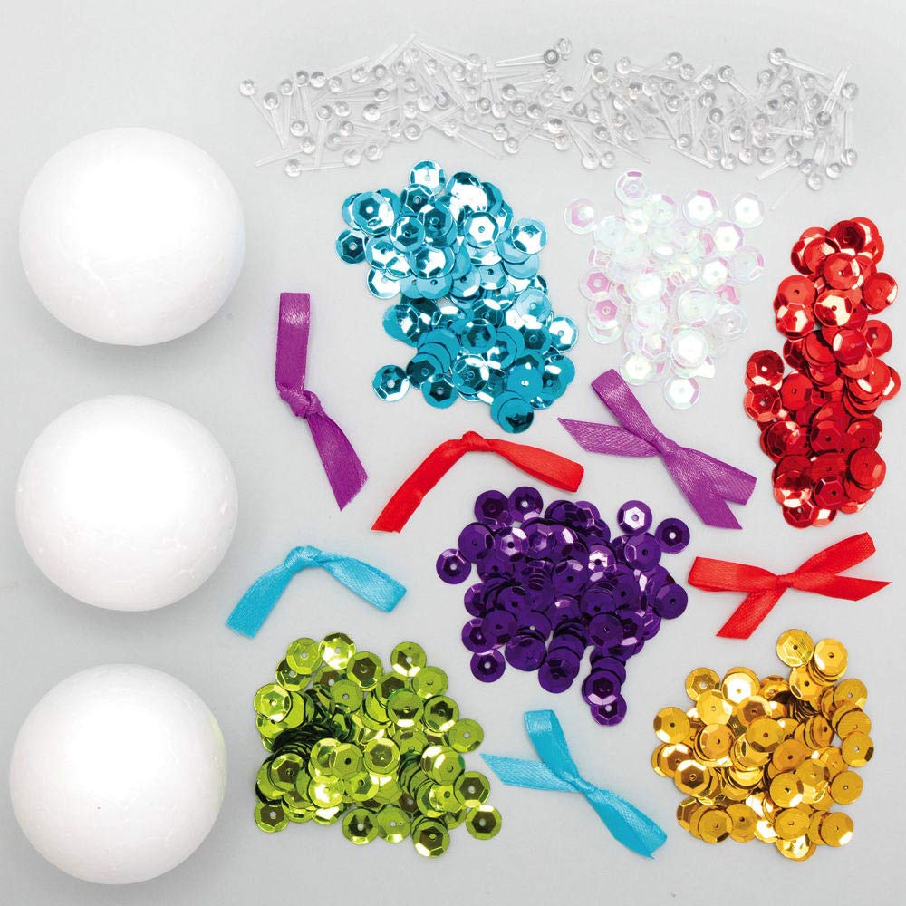 Baker Ross Sequin Bauble Decoration Kits – Pack of 3, Make Your Own Christmas Craft 3