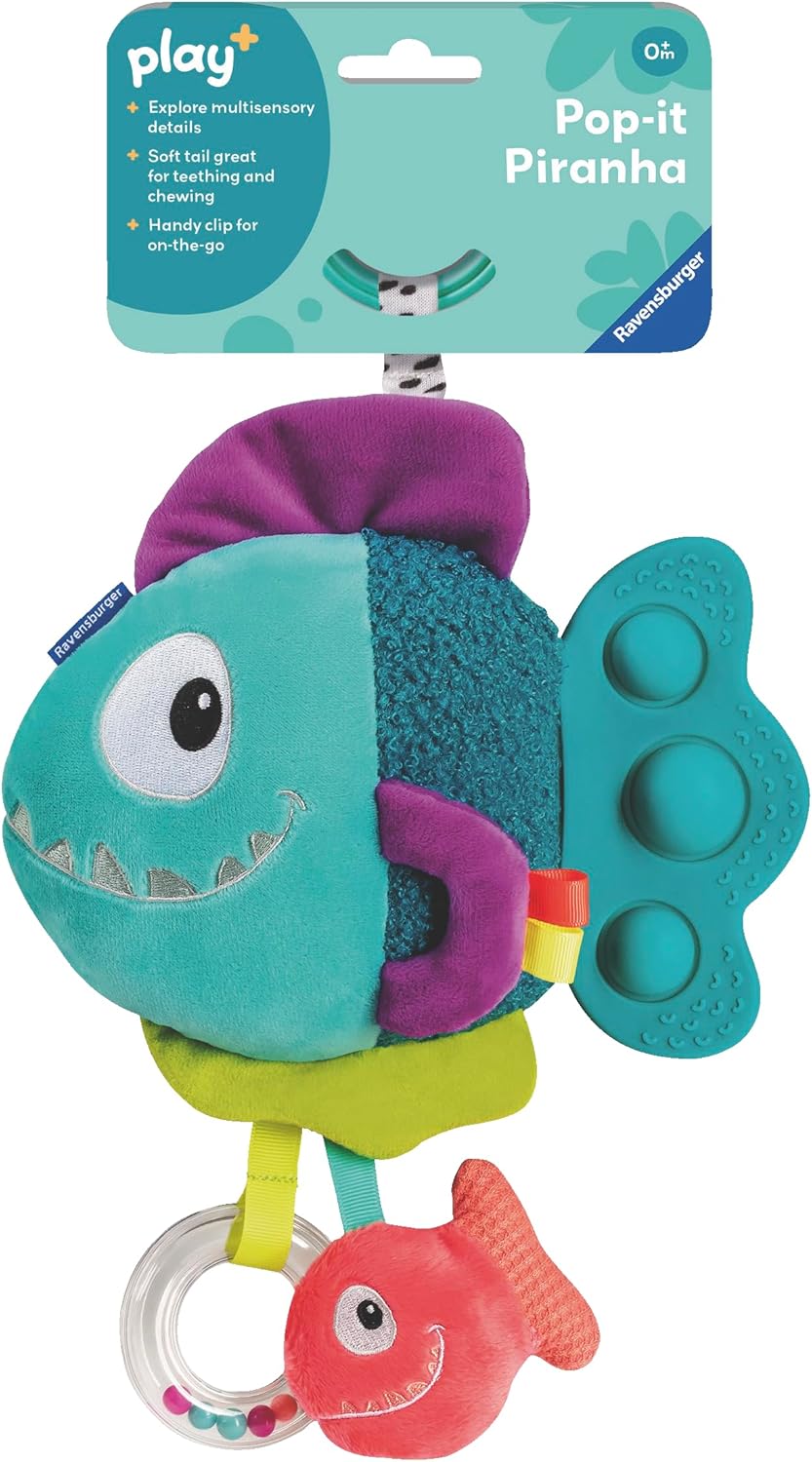 Ravensburger Play+ Pop-it Blue Piranha - Sensory Teether Toy for 0+ Months