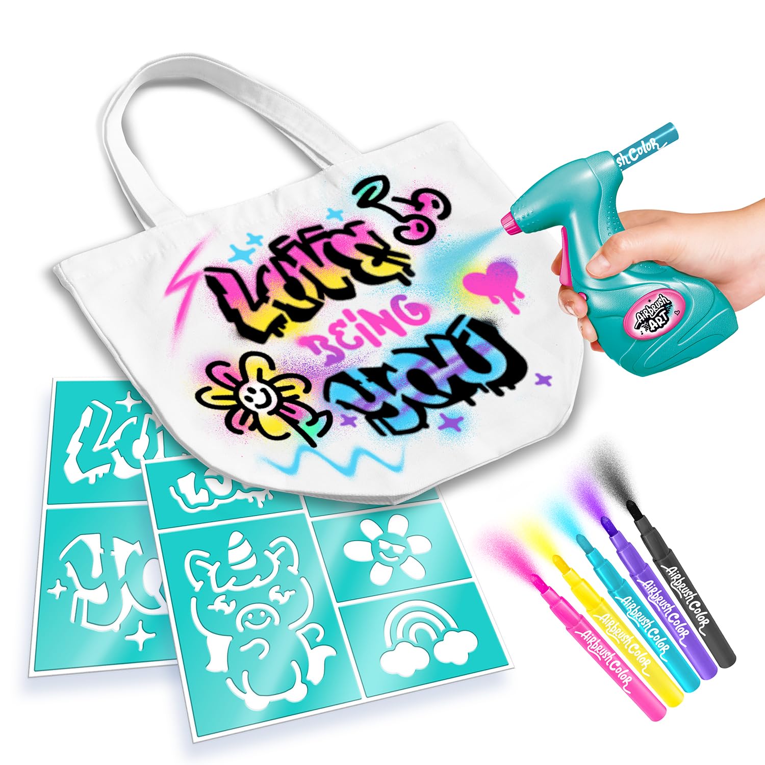Canal Toys Airbrush Fashion Design Kit - Battery Powered Airbrush | Washable Colors | Includes Tote Bag