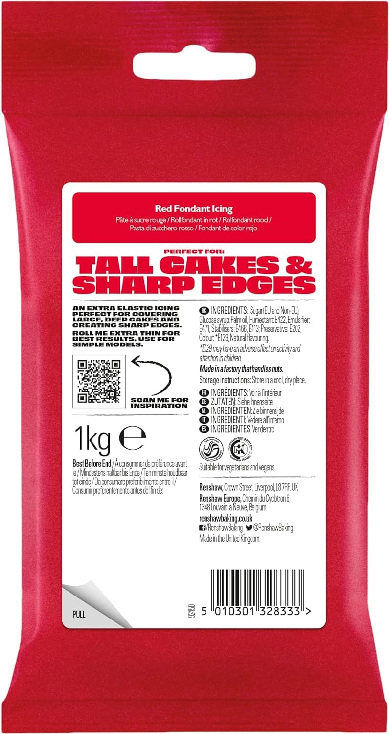 Renshaw Red Extra Stretch Smooth & Thin Fondant Icing, 1 kg 6