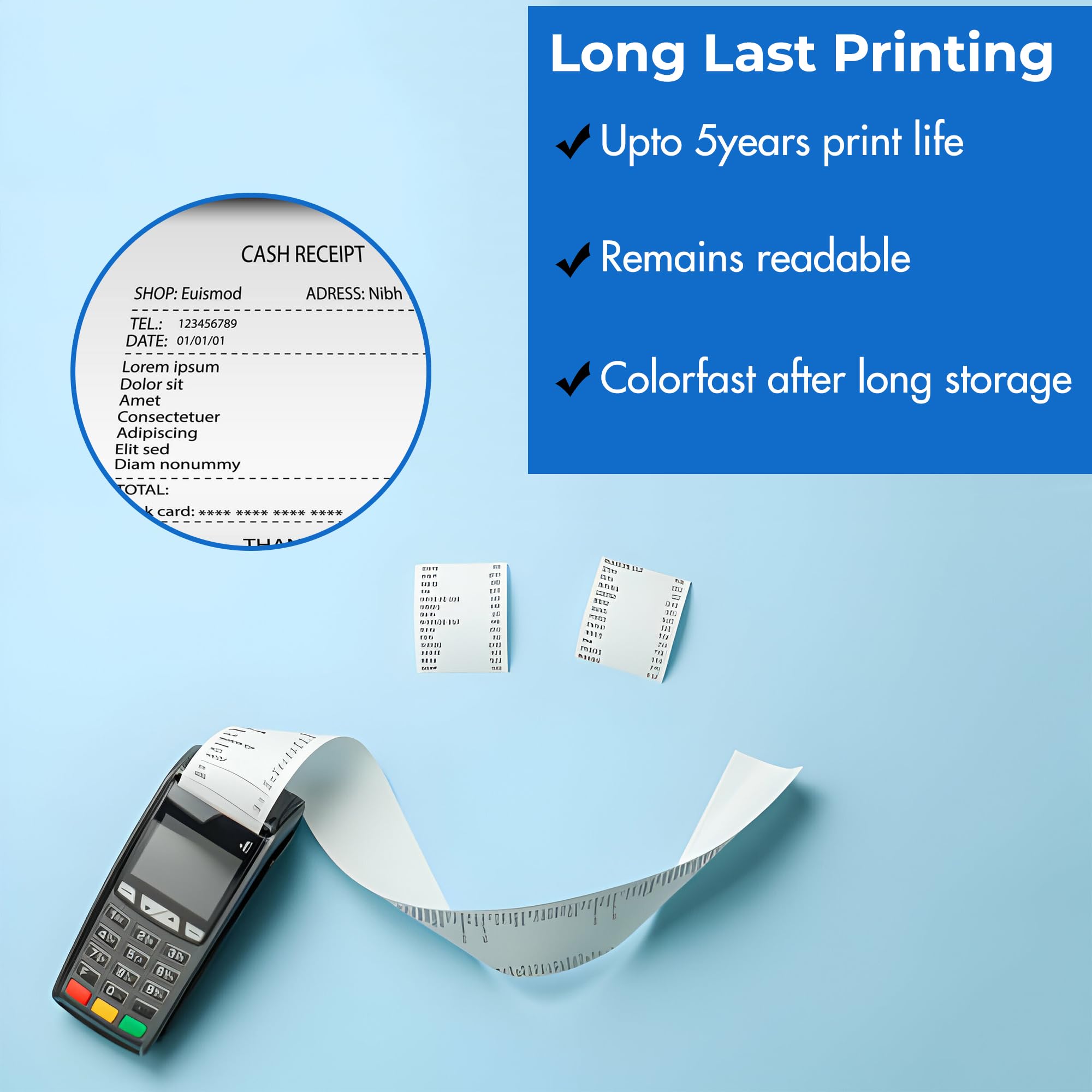 G4GADGET 5 Rolls Thermal Paper Till Rolls - 80 x 80 Size | Clear Printing | Red Warning Strip 3