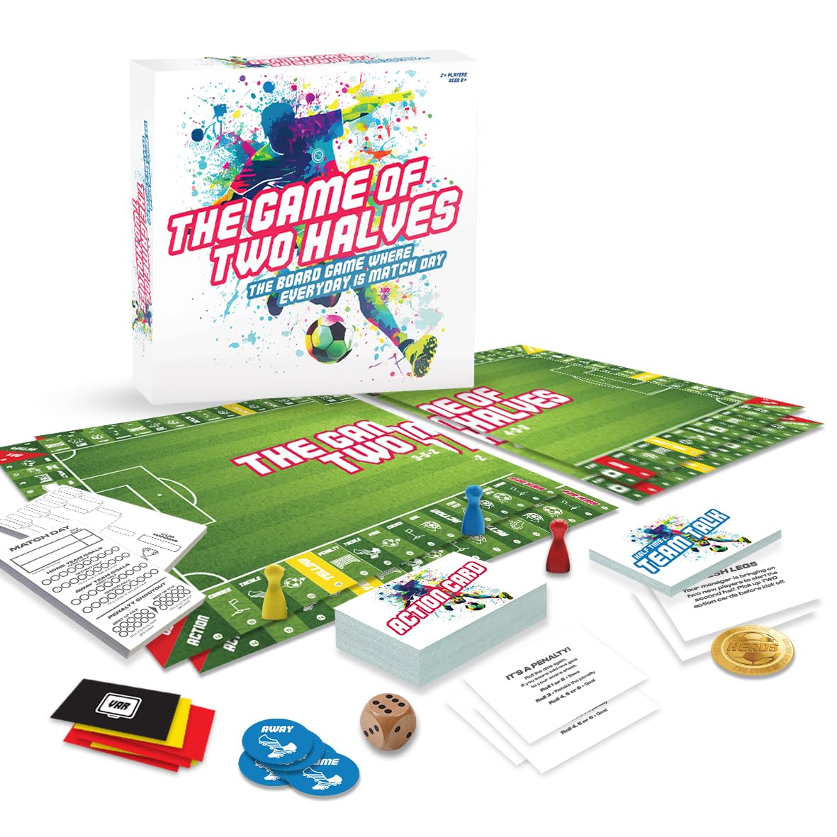 Game of Two Halves Football Board Game - Tabletop Dice & Card Strategy Game for 2 Players