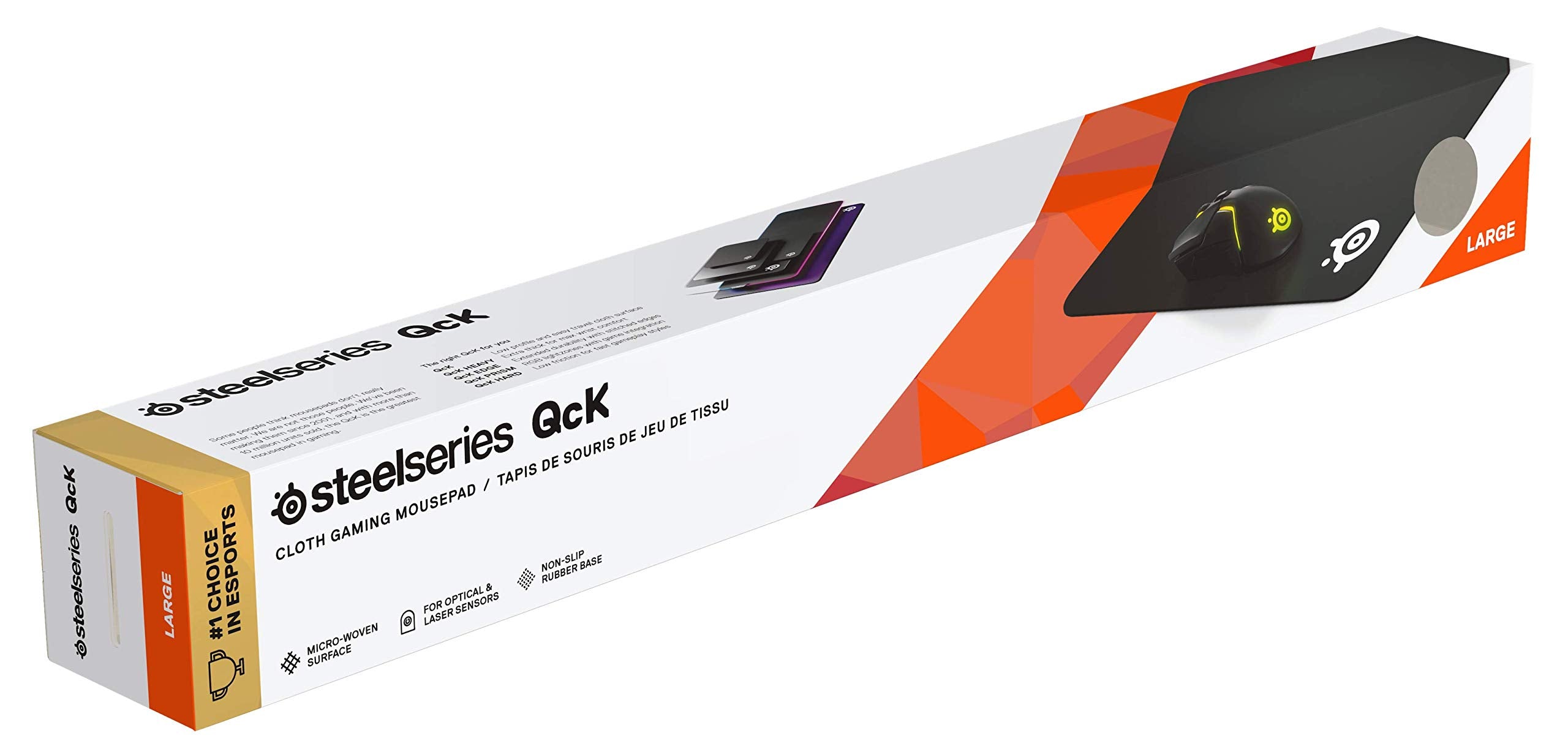 SteelSeries QcK+ Gaming Mouse Pad - Large 450mm x 400mm - Non-Slip Rubber Base - Black 9