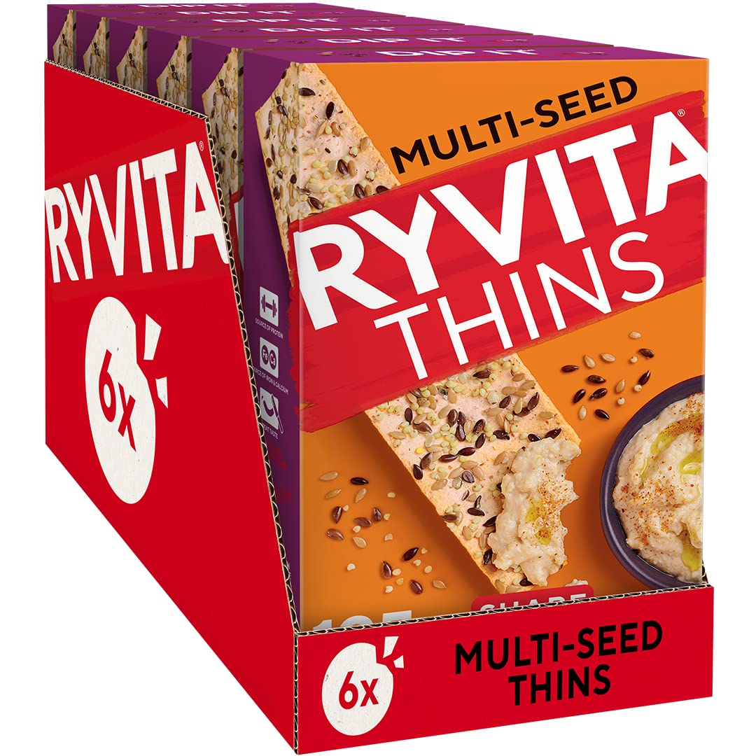 Ryvita Multiseed Thins - High Fibre Snack Biscuits | 6 x 125g Packs 1