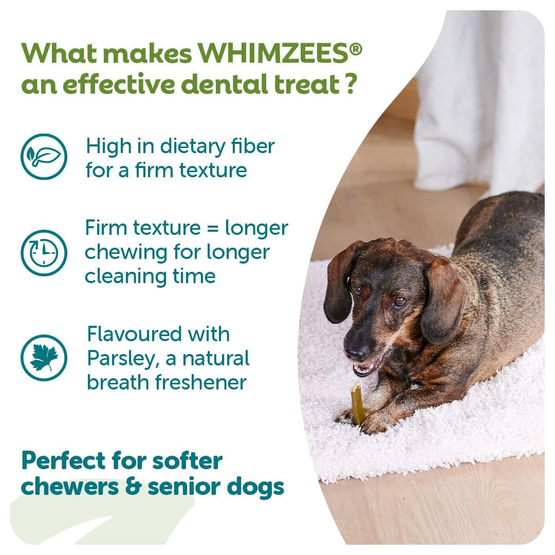 WHIMZEES Softer Dog Dental Stix - Size M, 14 Pieces | Gentle Chew for Seniors | Parsley Flavored 5