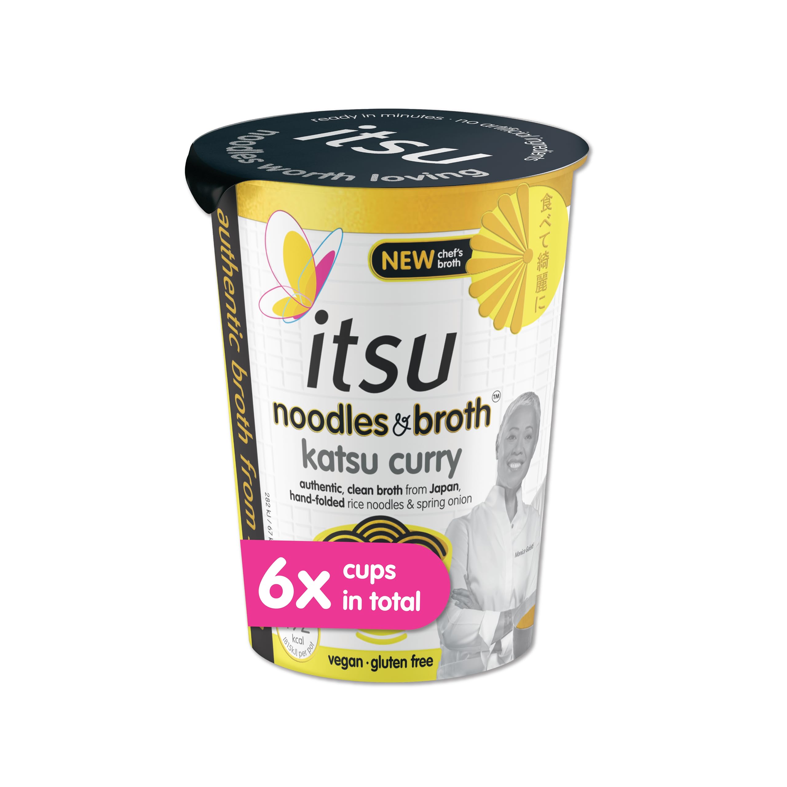 Itsu Katsu Curry Instant Noodles & Broth Pot 63g - Pack of 6 | Gluten Free | Vegan | Quick-to-Make Meal