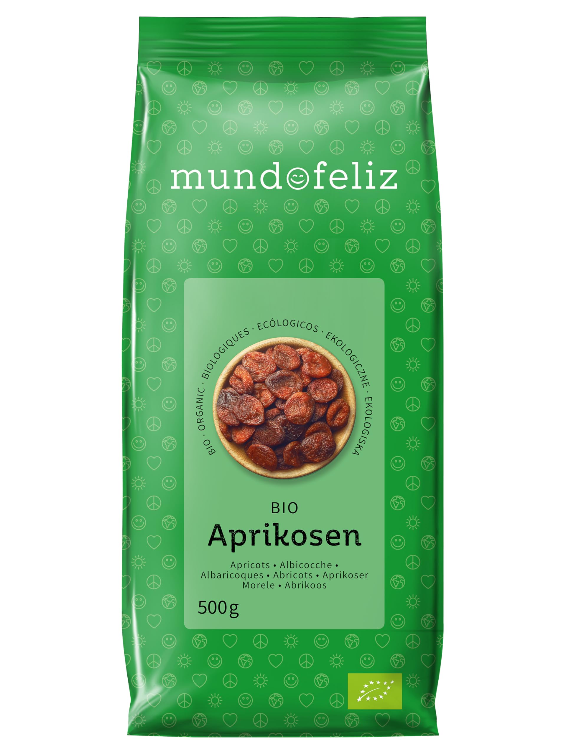 Mundo Feliz Organic Dried Pitted Apricots - 1kg Total (2 x 500g Pack) | Unsweetened, Vegan