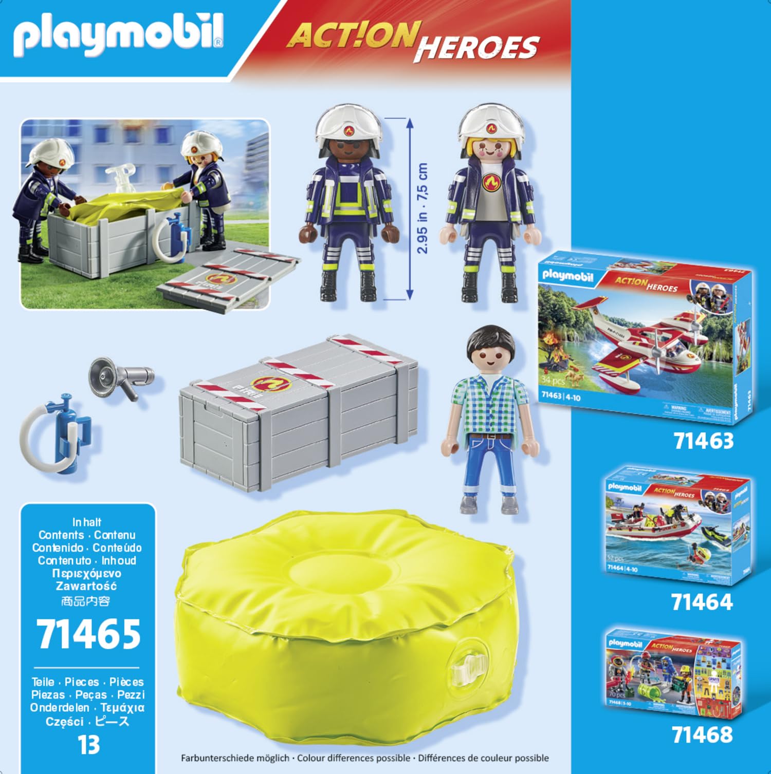 Playmobil 71465 Action Heroes: Firefighters with Air Pillow - Rescue Playset for Kids 4+ 4