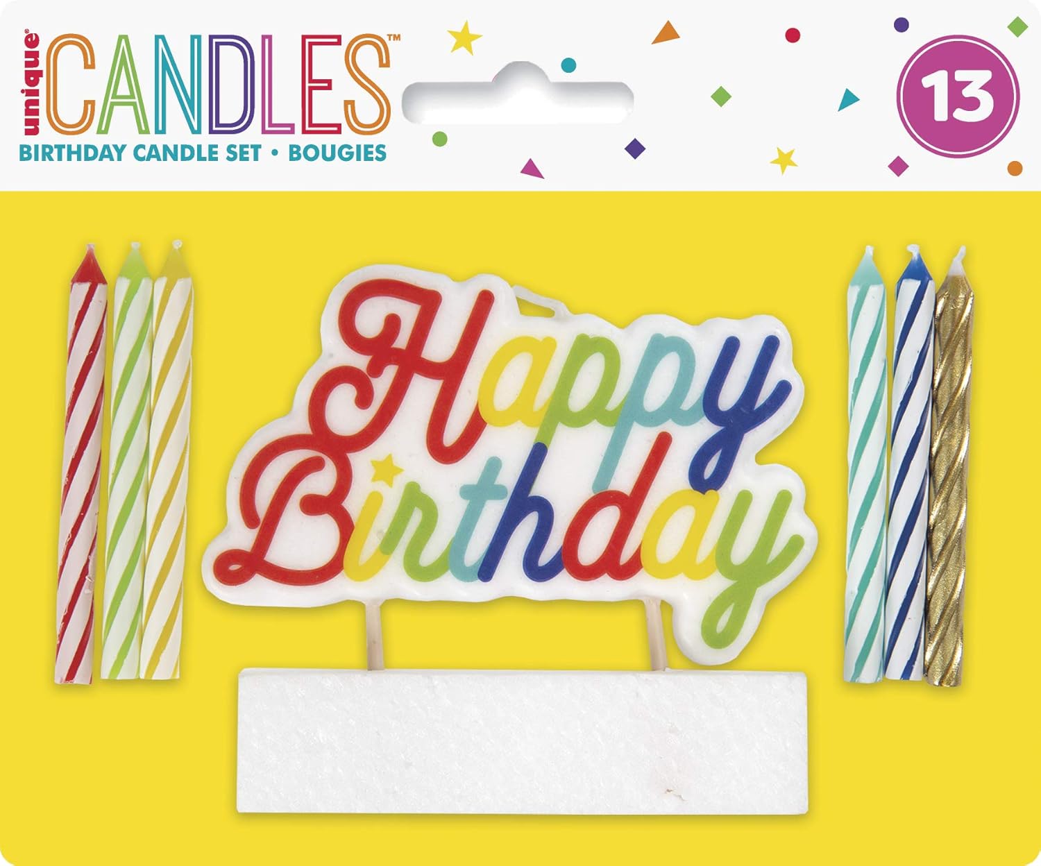 Unique Party 19979 Large Happy Birthday Pick & Spiral Candles - Pack of 12 3