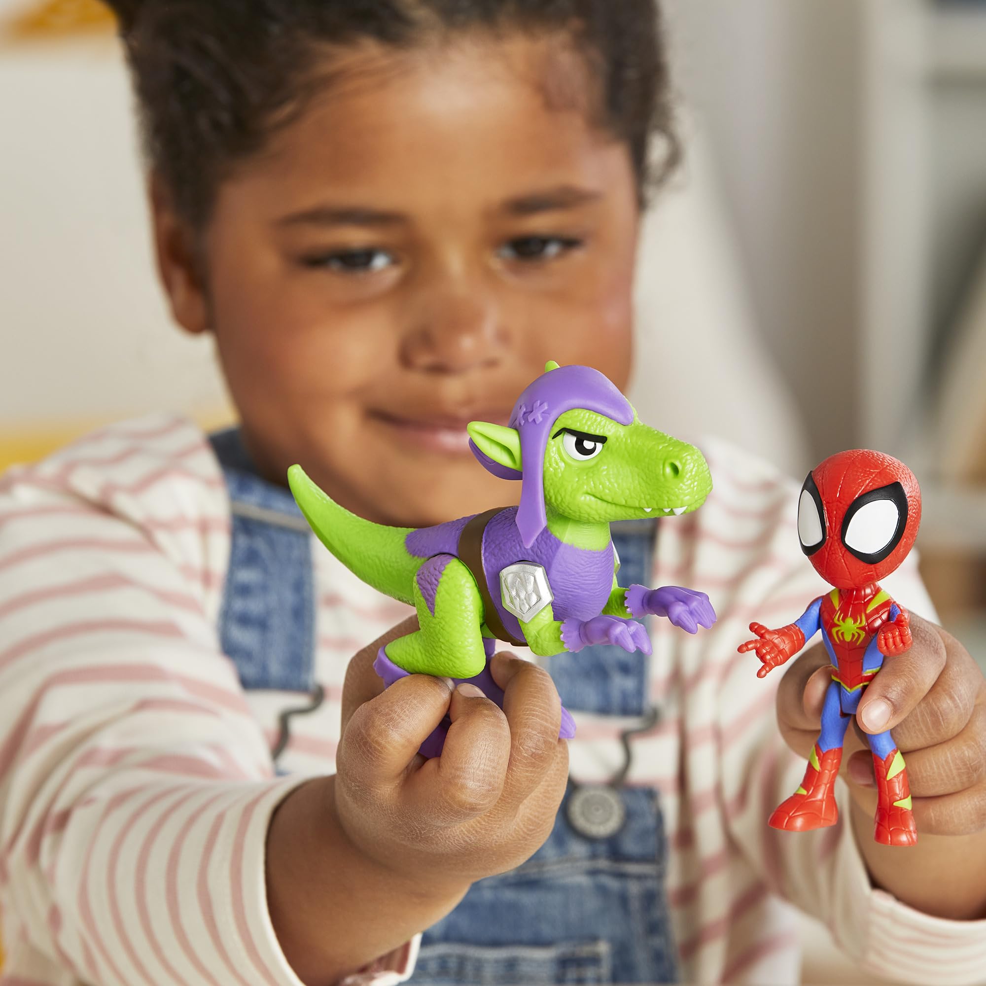 Marvel Spidey and His Amazing Friends Dino-Webs Spidey & Goblin Raptor Action Figure Set 4