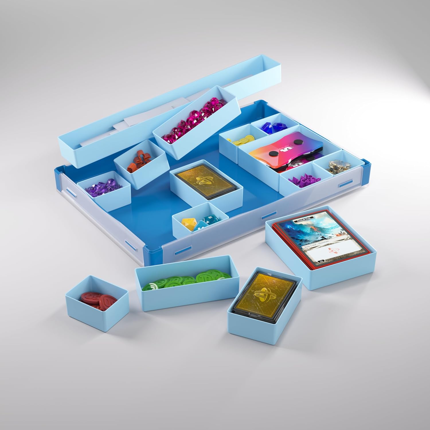 Gamegenic Token Silo XL Blue – Board Game Storage with 15 Removable Compartments 5