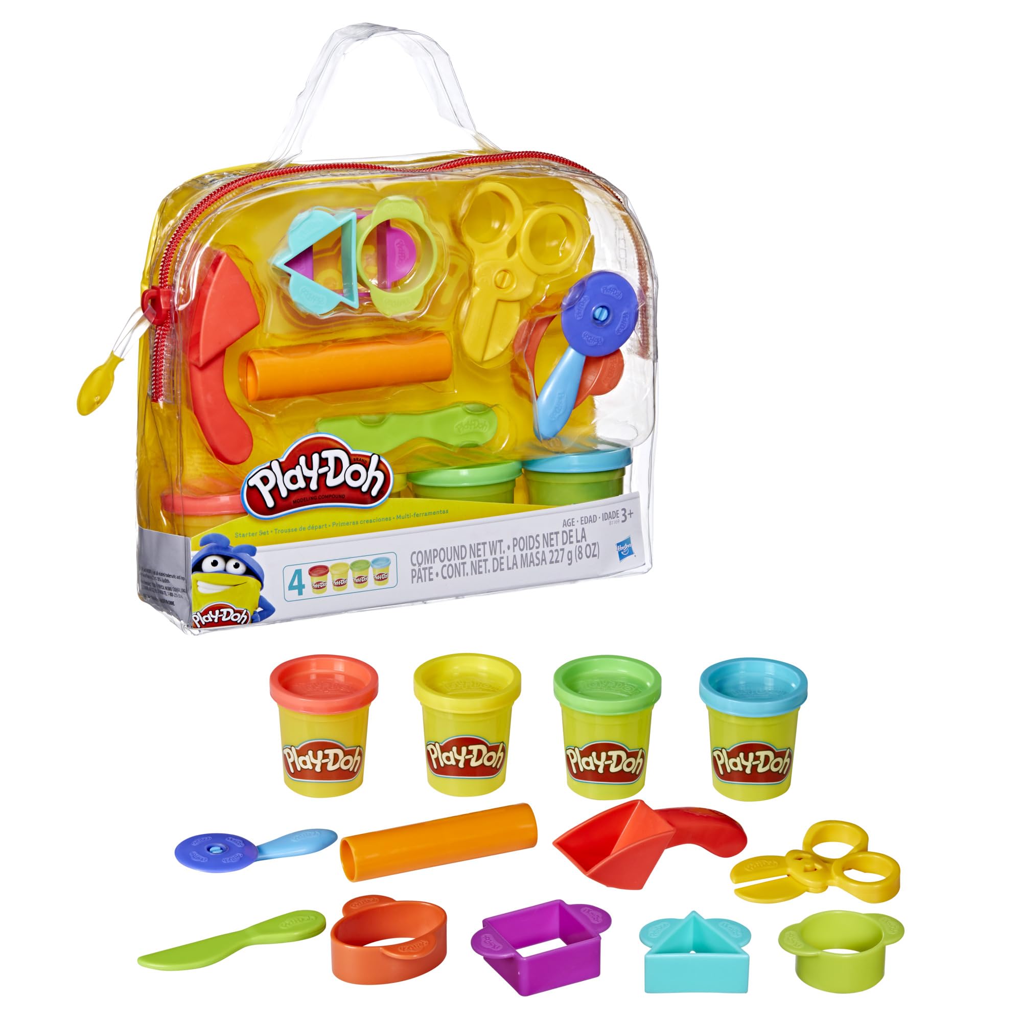 Play-Doh Starter Set - 9 Tools, 4 Colors, Reusable Travel Bag for Kids 3+ 3