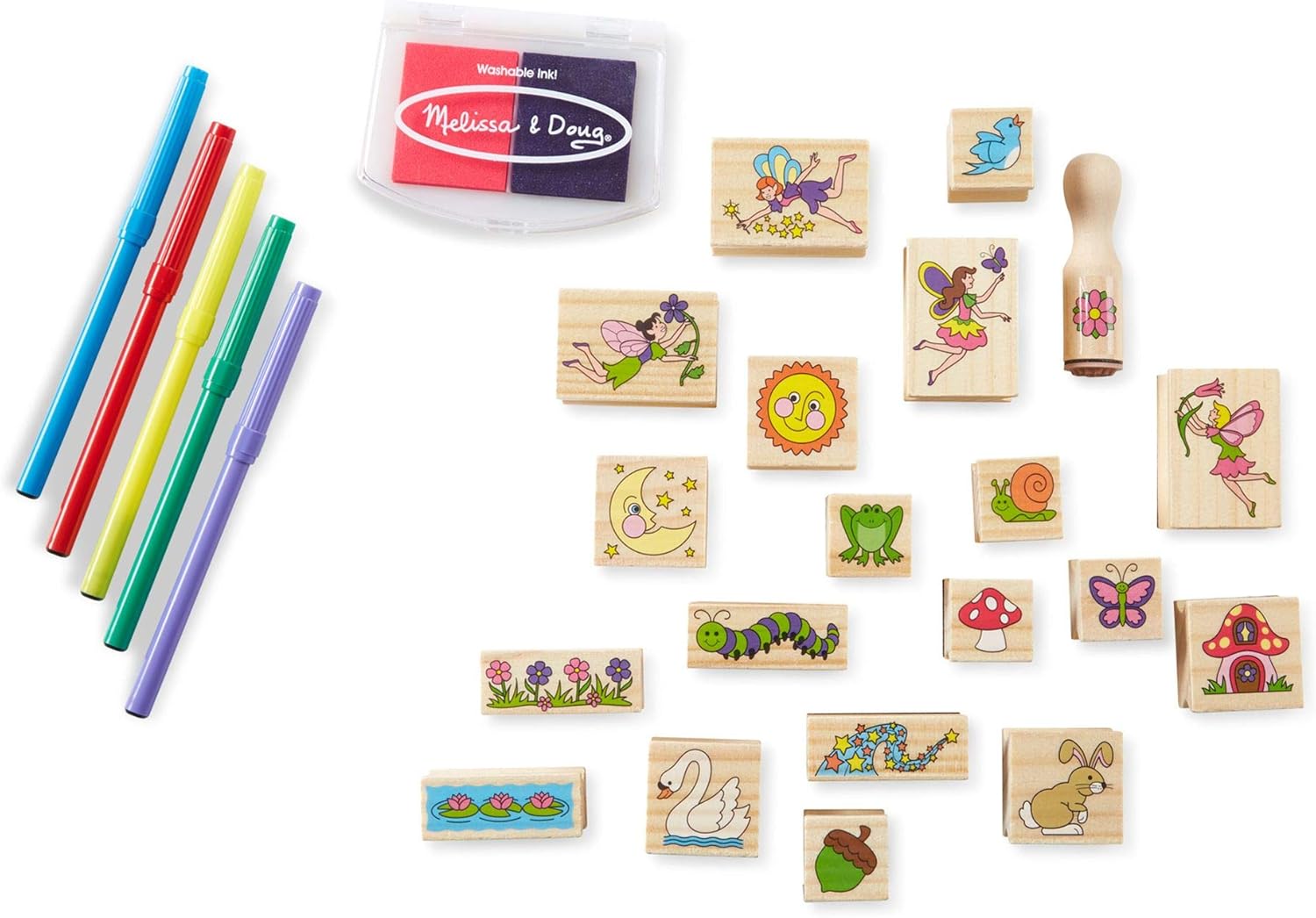 Melissa & Doug Stamp-a-Scene Fairy Garden - Wooden Stamp Set for Kids 4+ 7