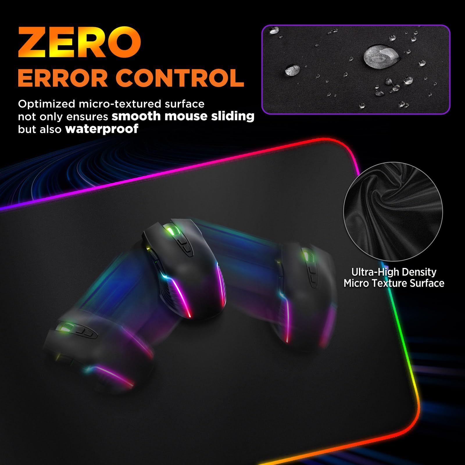 Gimars RGB Gaming Mouse Pad with 15W Wireless Charging, XL 800x300mm Micro Woven Fabric Mat 5