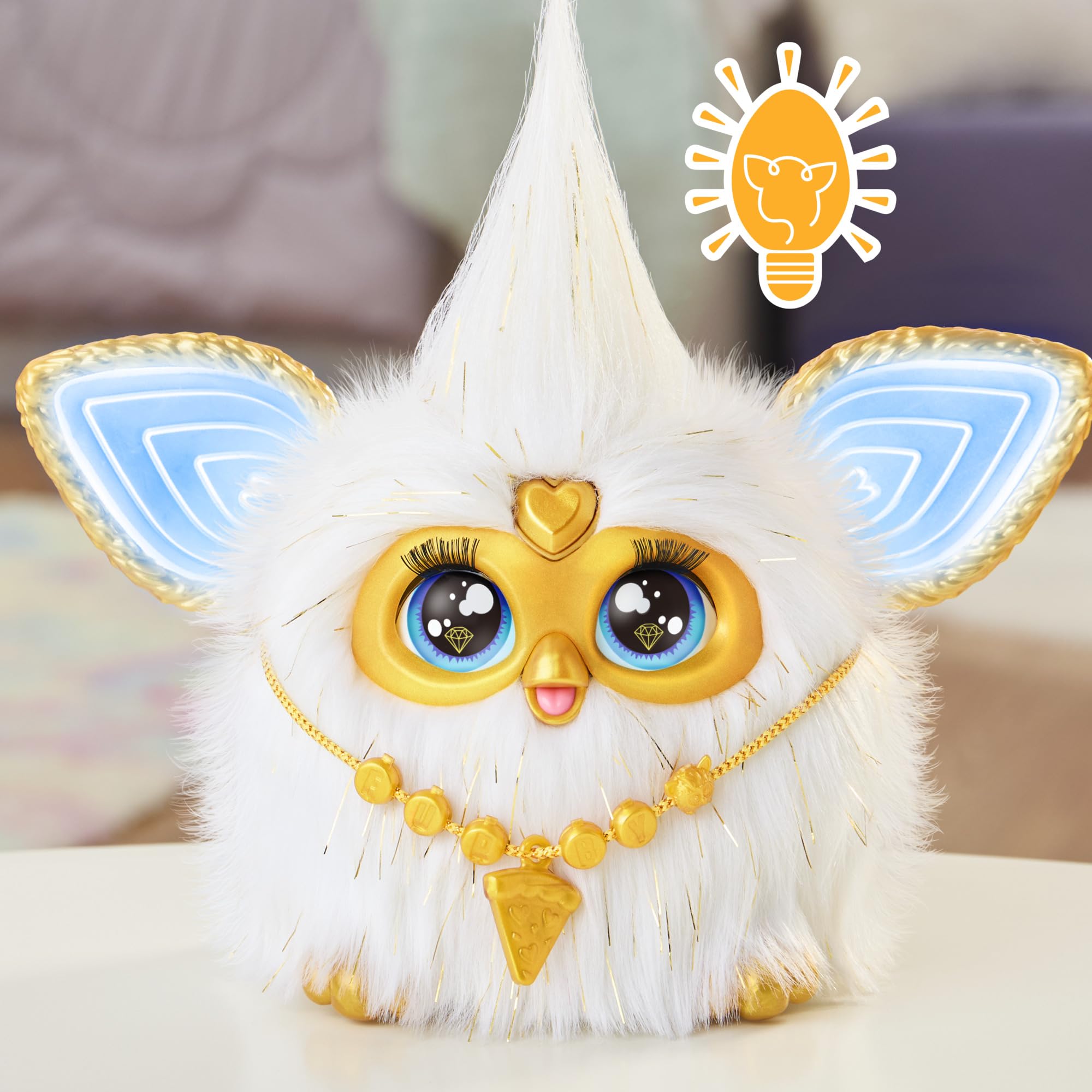 Furby Gold Glam Interactive Plush Toy - Voice-Activated Singing & Dancing Pet with Lights, Ages 6+