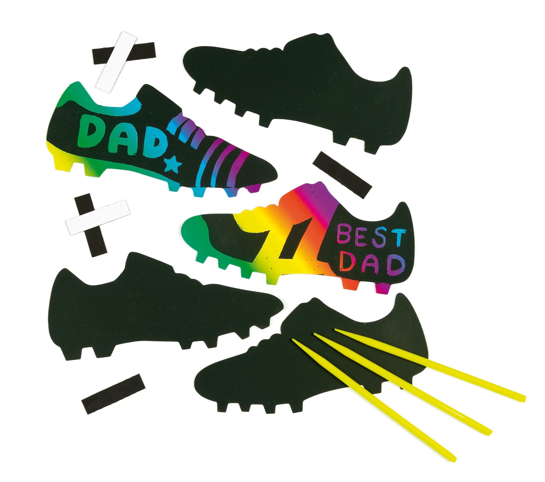 Baker Ross Football Boot Scratch Art Magnets - 10 Pack | Self-Adhesive | Includes Tools 2